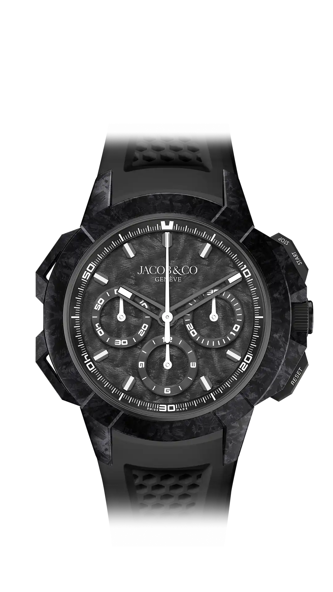The black ceramic Epic X Chrono 44MM Tri-Compax, with a black mineral dial and black ceramic accents.