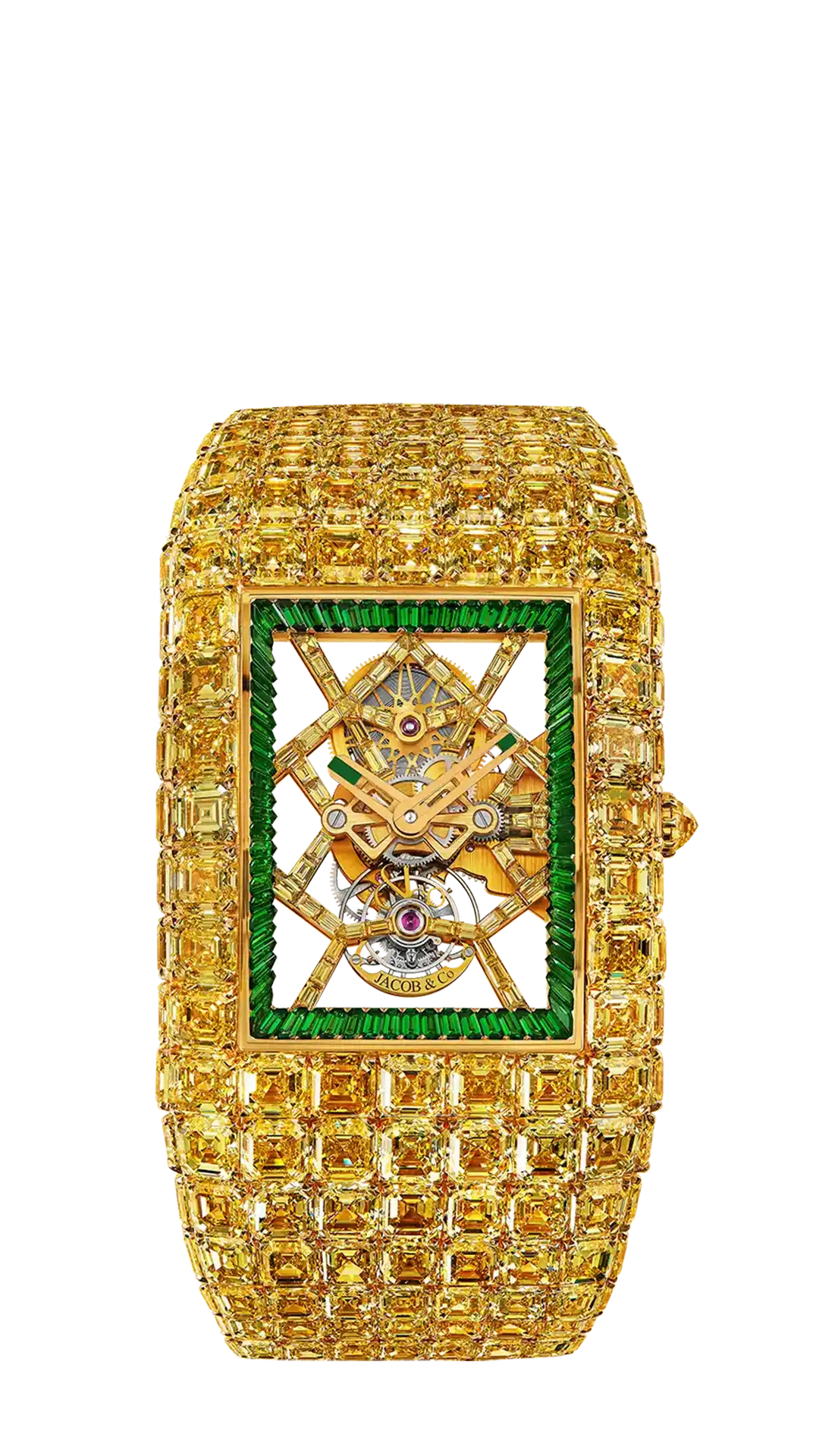 The Billionaire Timeless Treasure, a 43.5-millimeter set with asscher-cut yellow diamonds on the case and bracelet.