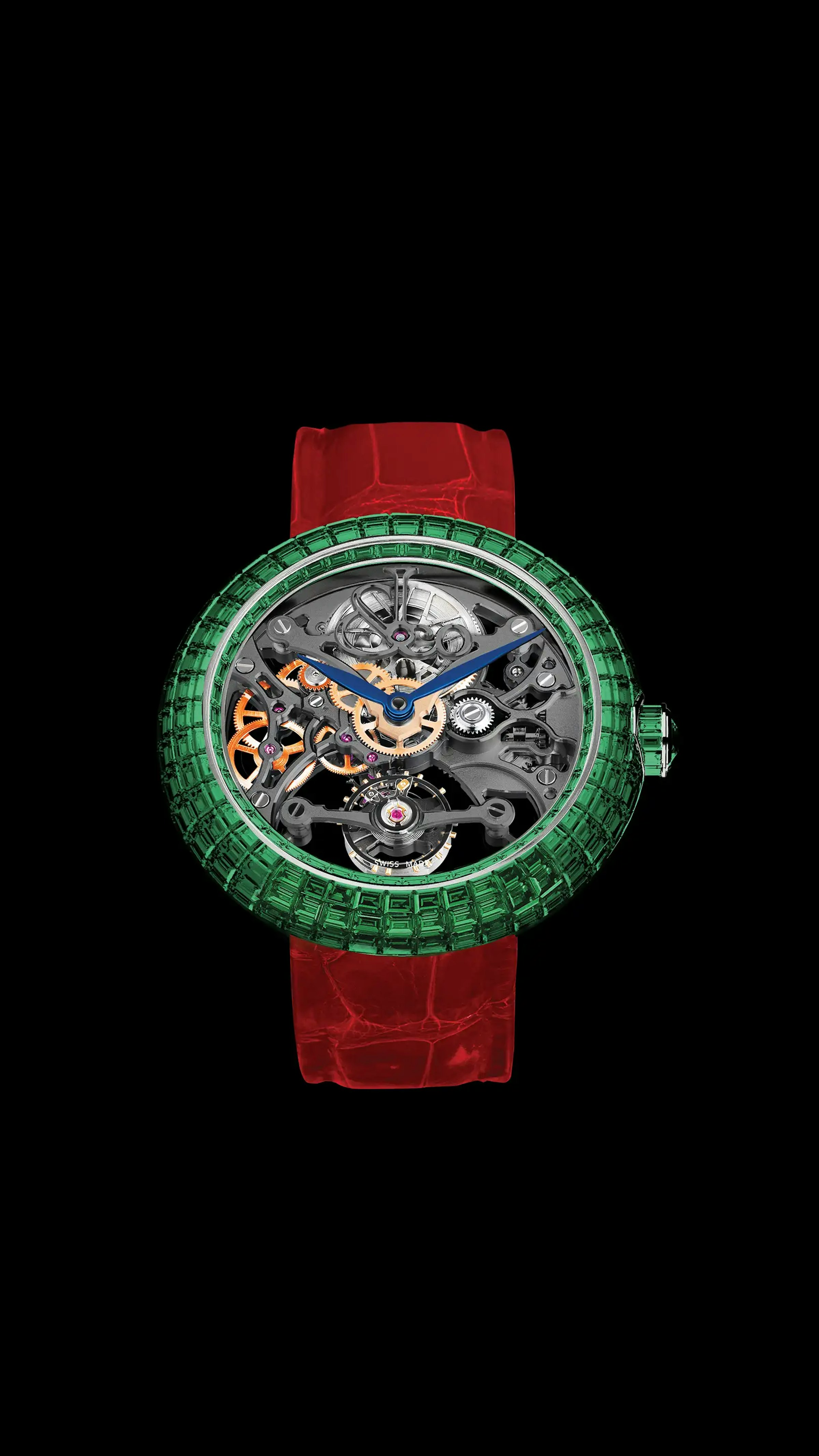 The Brilliant Skeleton Baguette in white gold with Tsavorites.