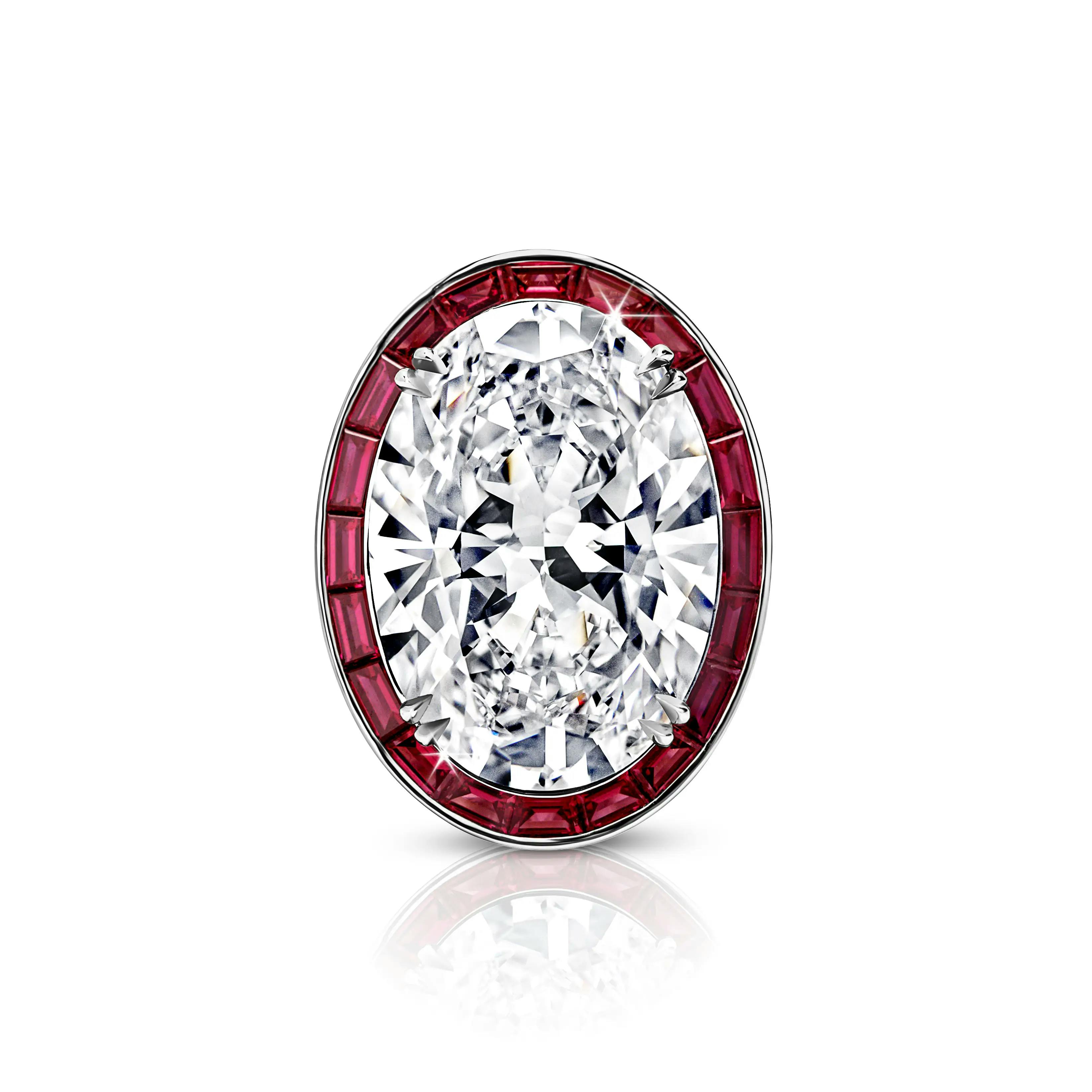 the ring, laid flat, stone facing the viewer