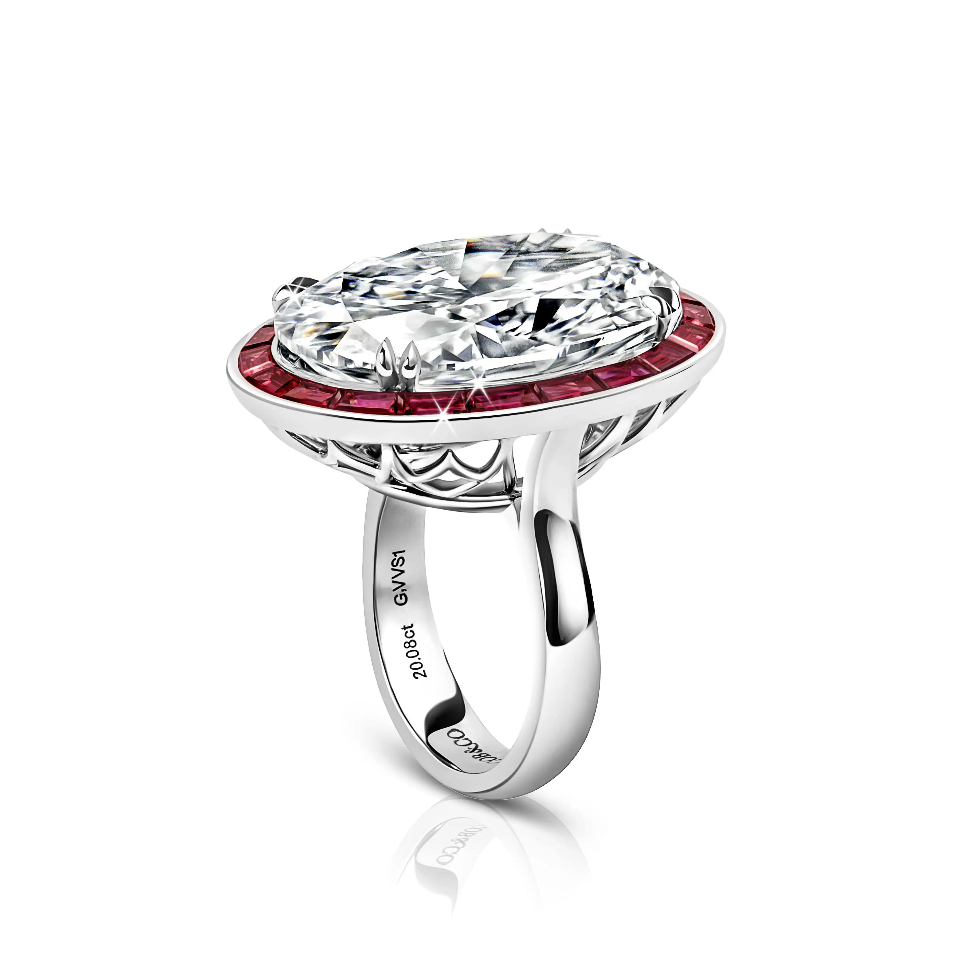 the ring, positioned upright, tilted 3/4 of the way