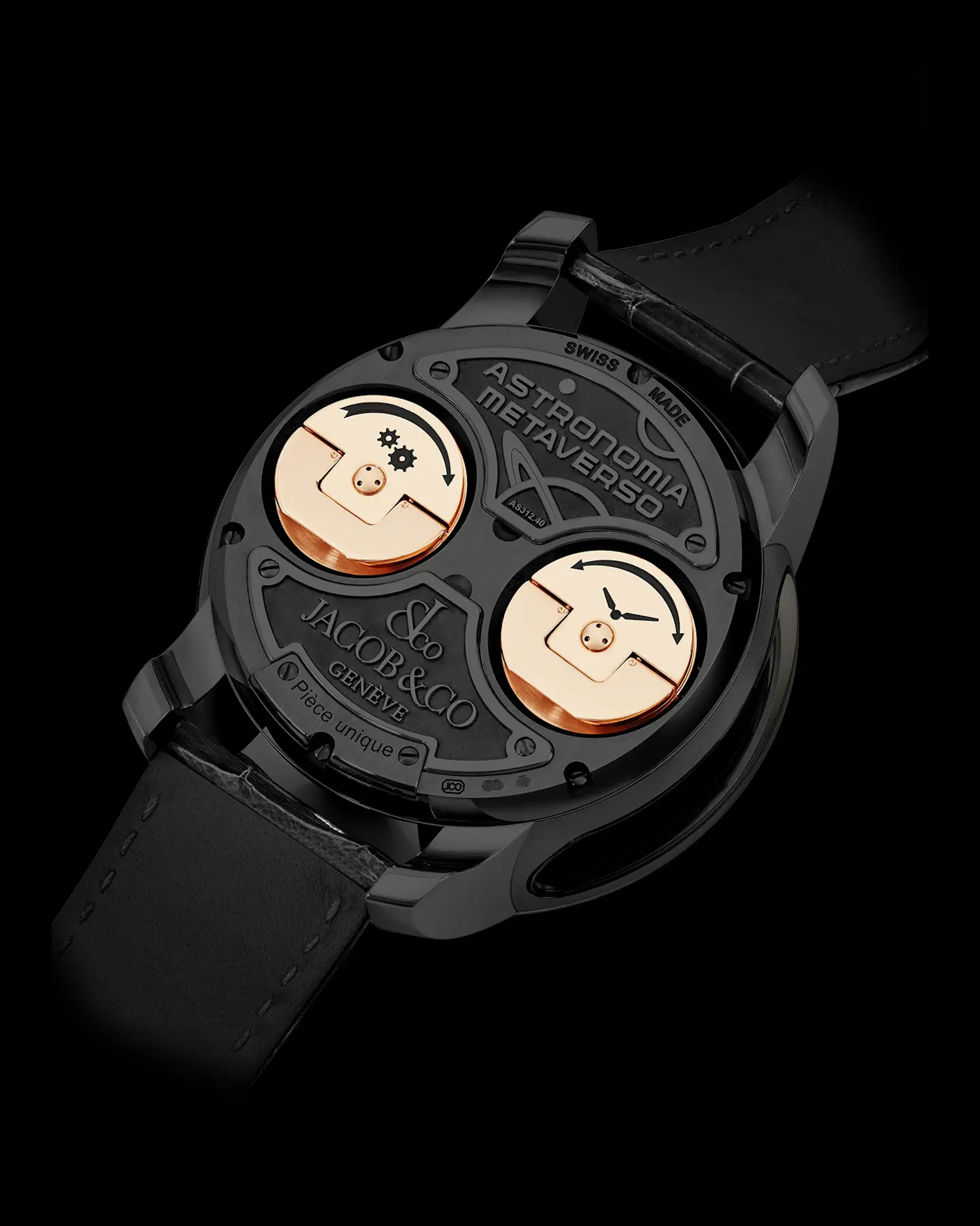 Close up of the caseback of the Astronomia Metaverso.
