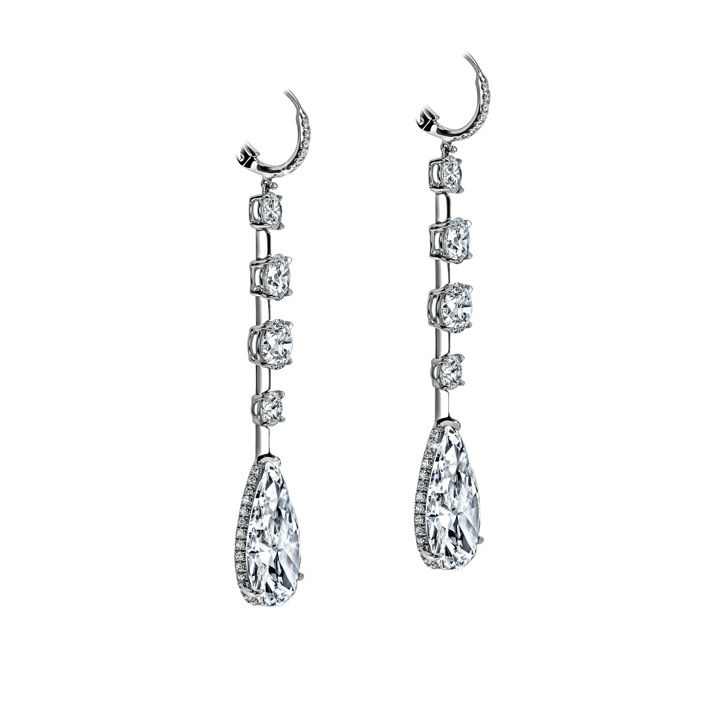 another image of the white diamond teardrop earrings.