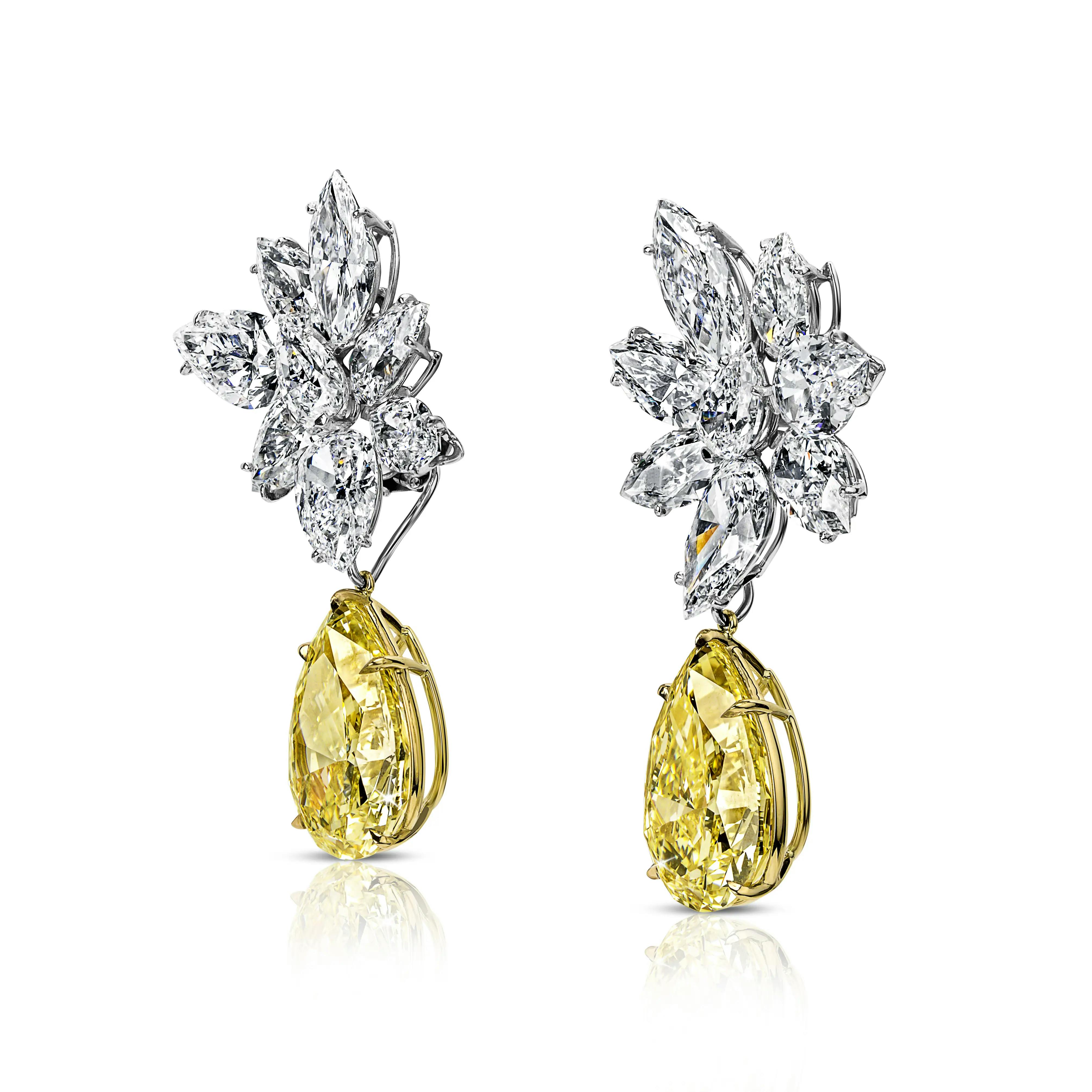 the yellow garden earrings, angled to the left.