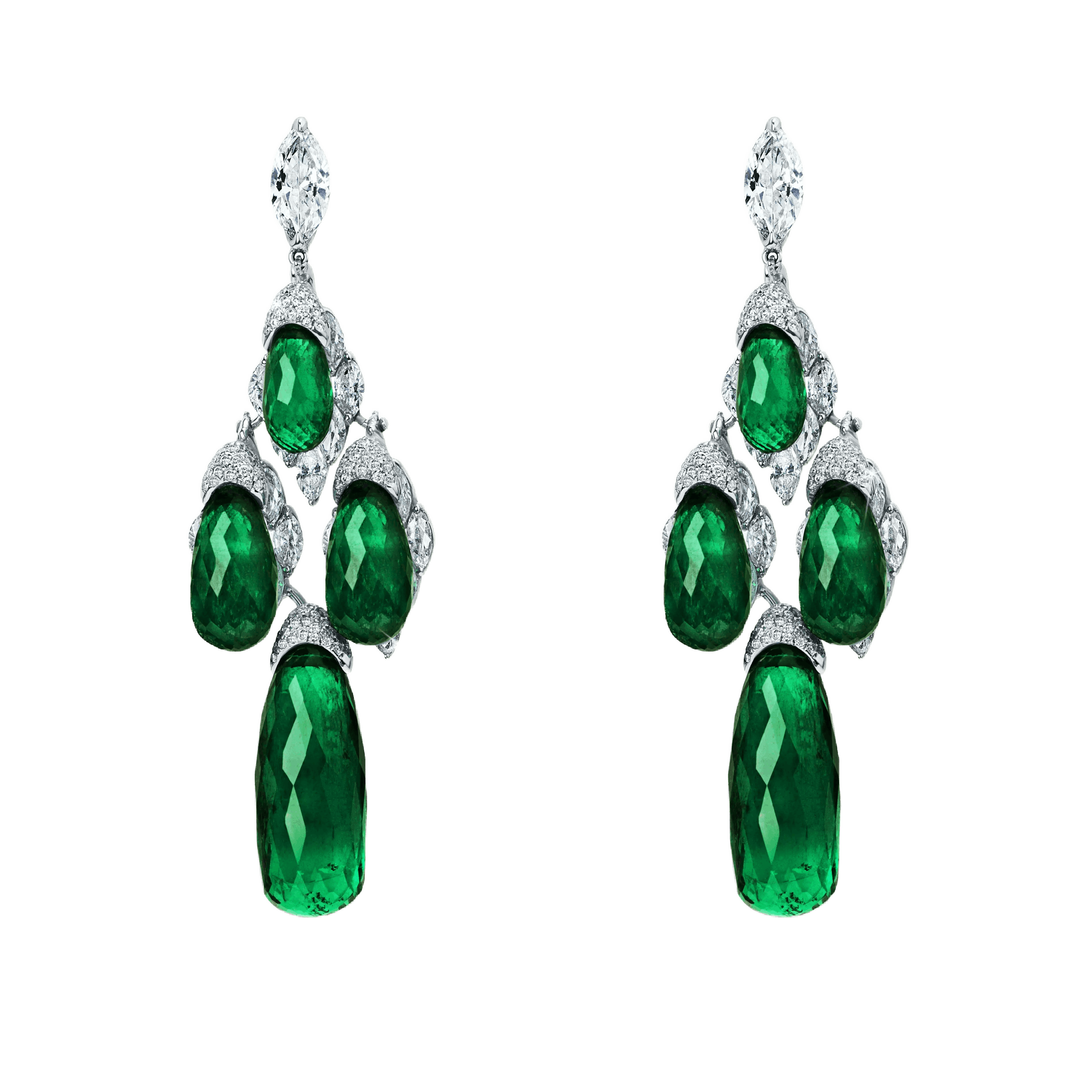 the earrings, facing the viewer