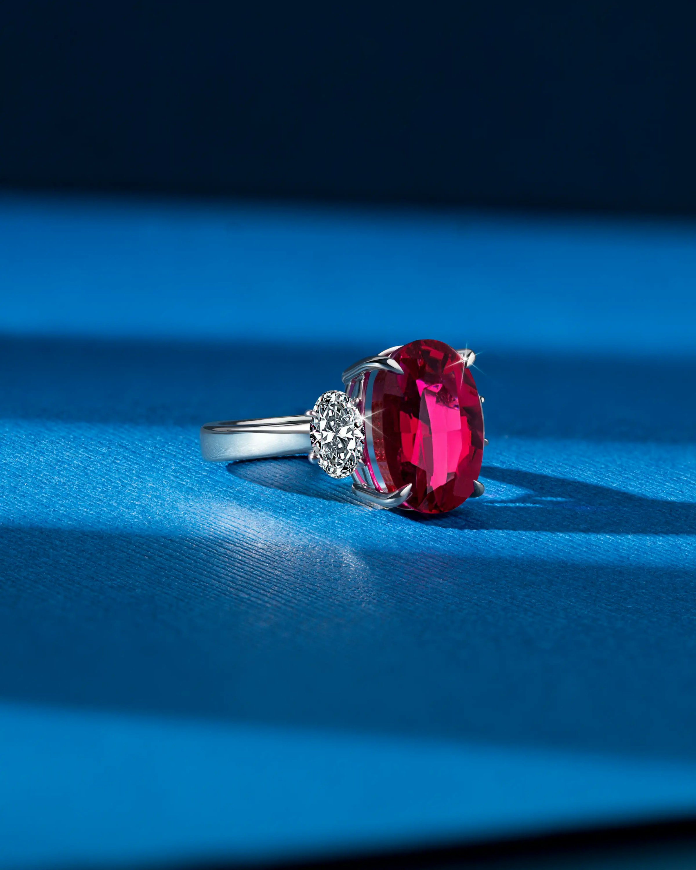 the ring, laid flat on a surface, facing the righthand side