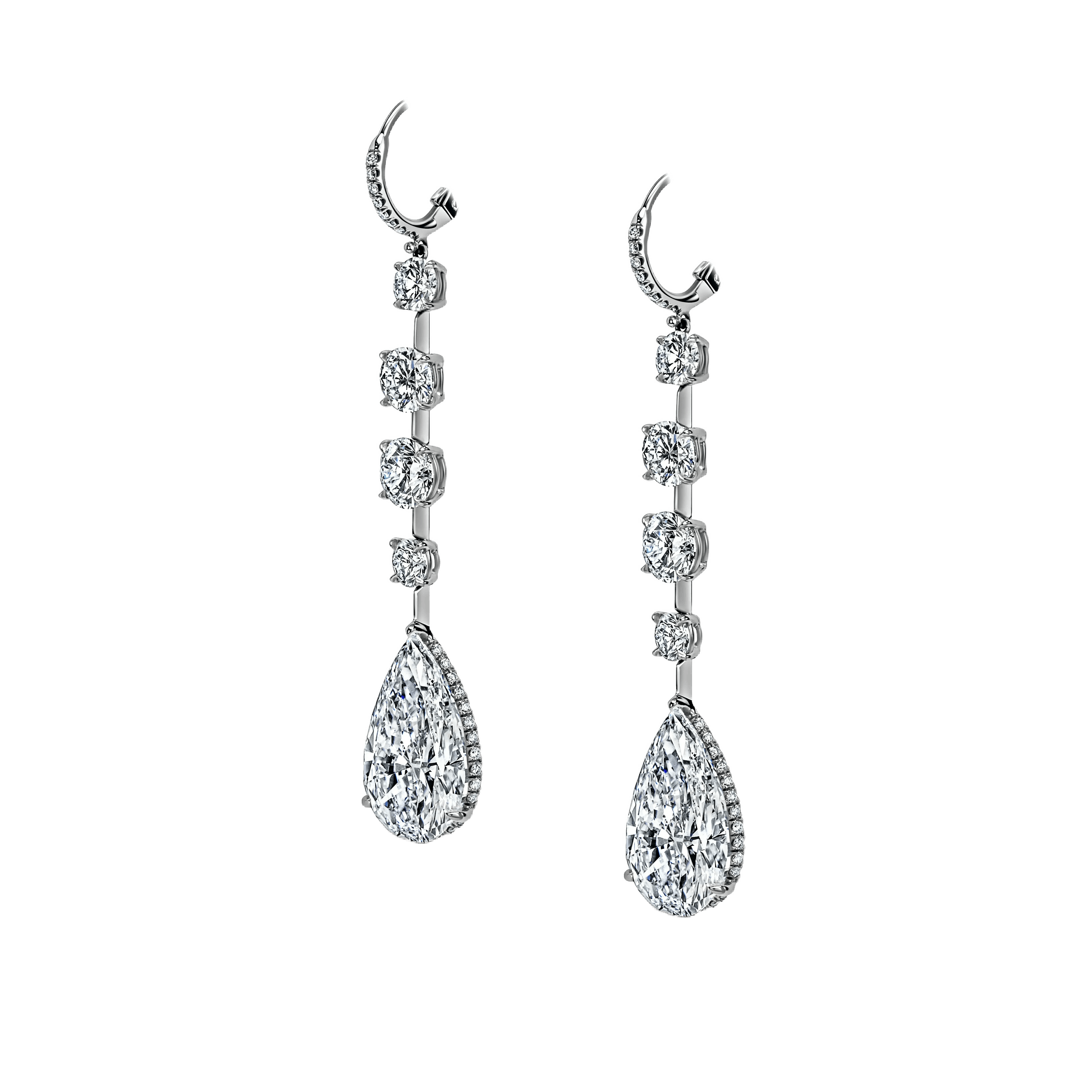 another image of the white diamond teardrop earrings.
