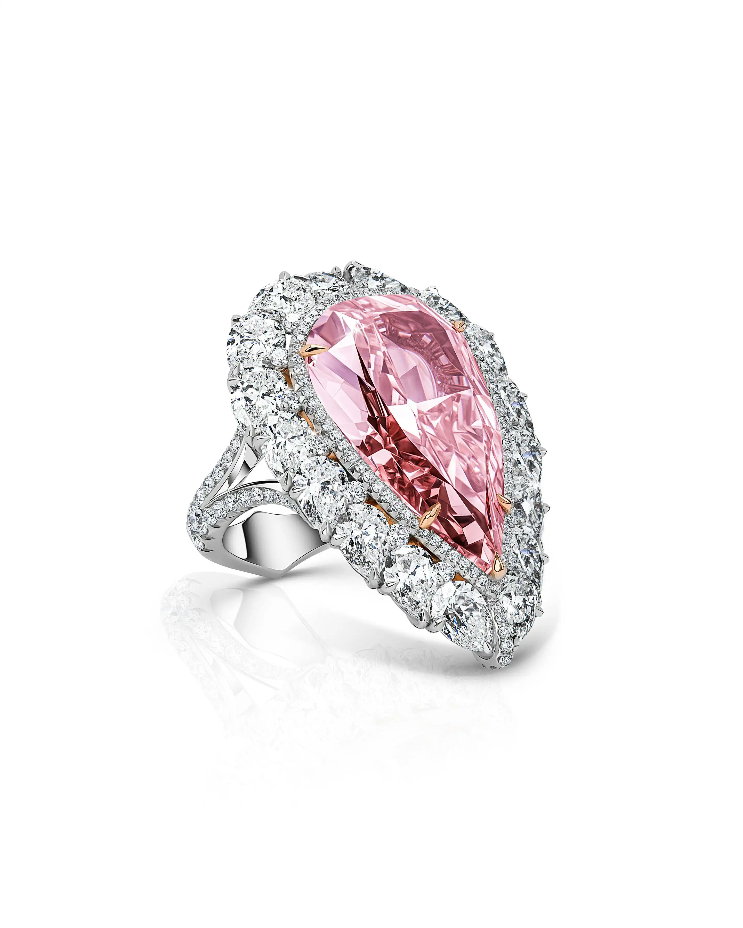 the ring, laid flat on a surface, facing the righthand side