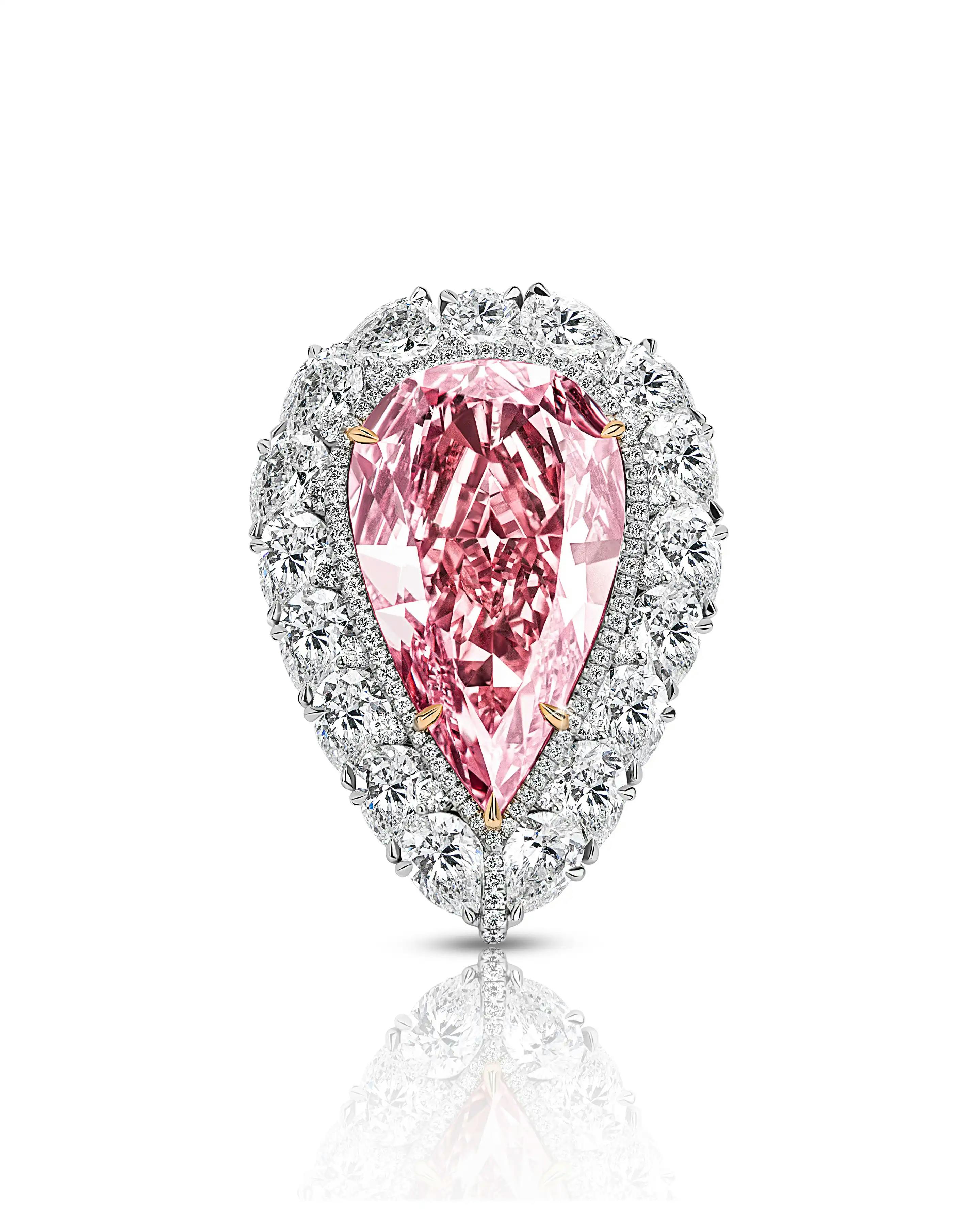 the ring, laid flat on a surface, its pointy end positioned downwards