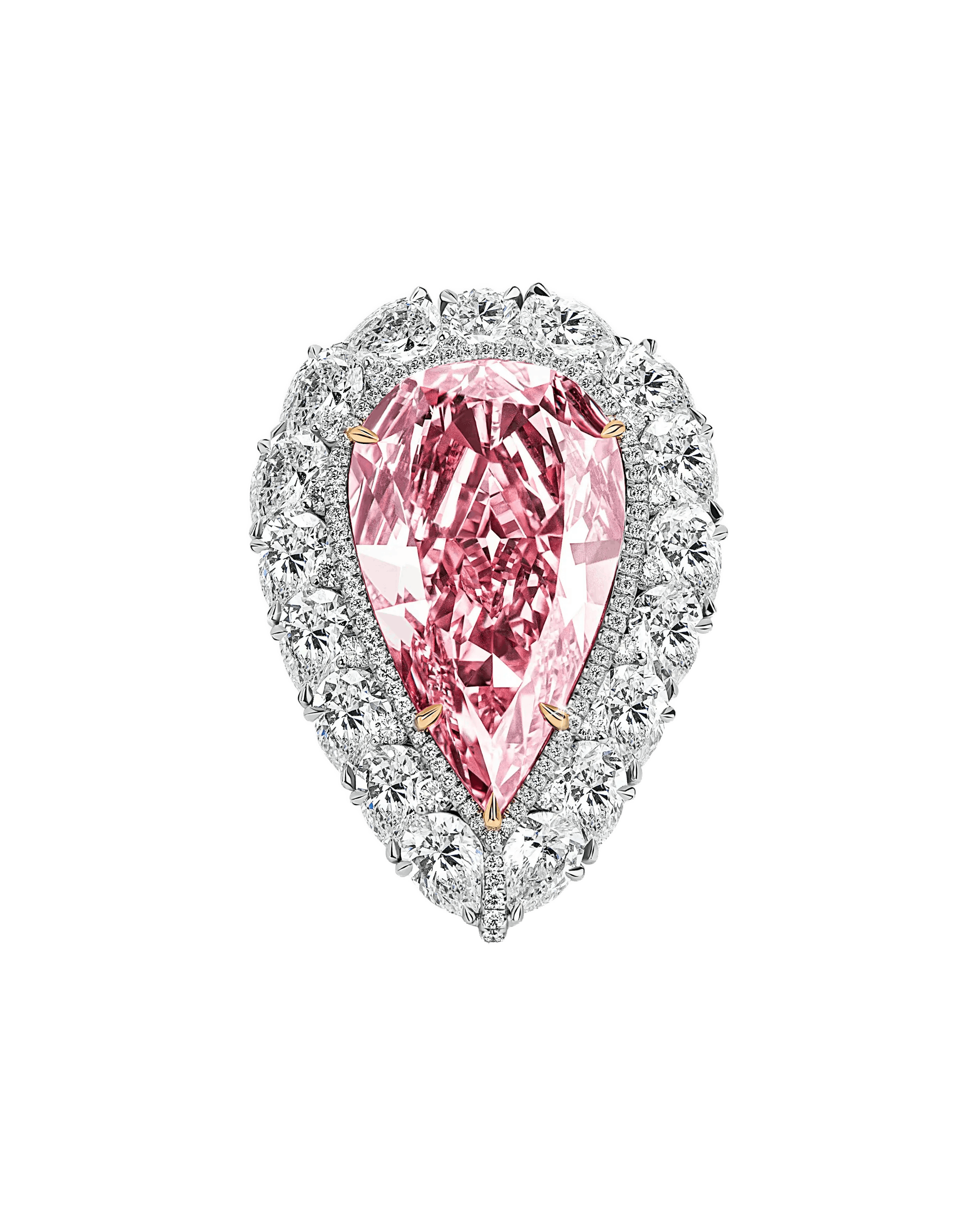 the ring, laid flat on a surface, its pointy end positioned downwards