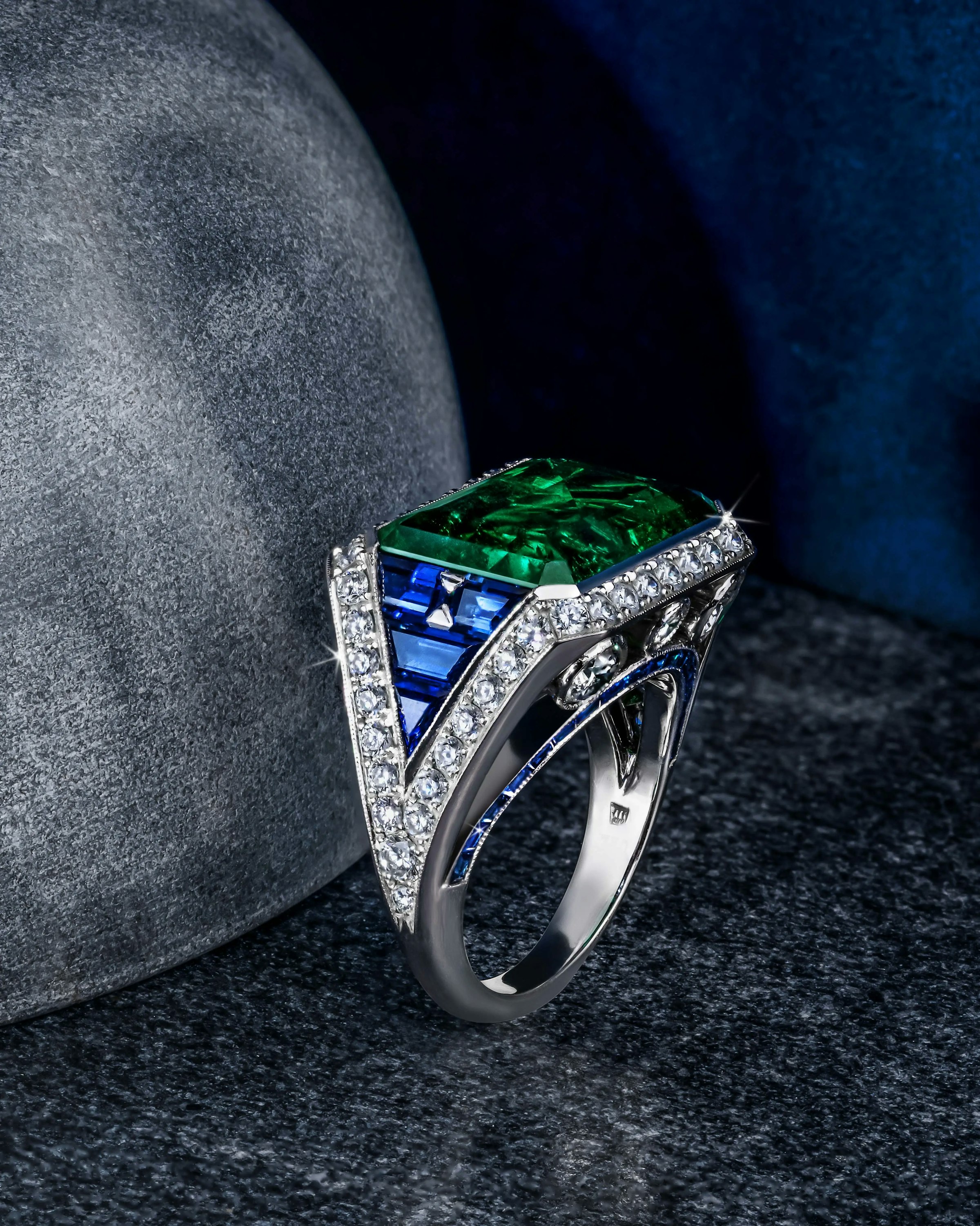 the eye of the emerald ring, standing atop a surface.