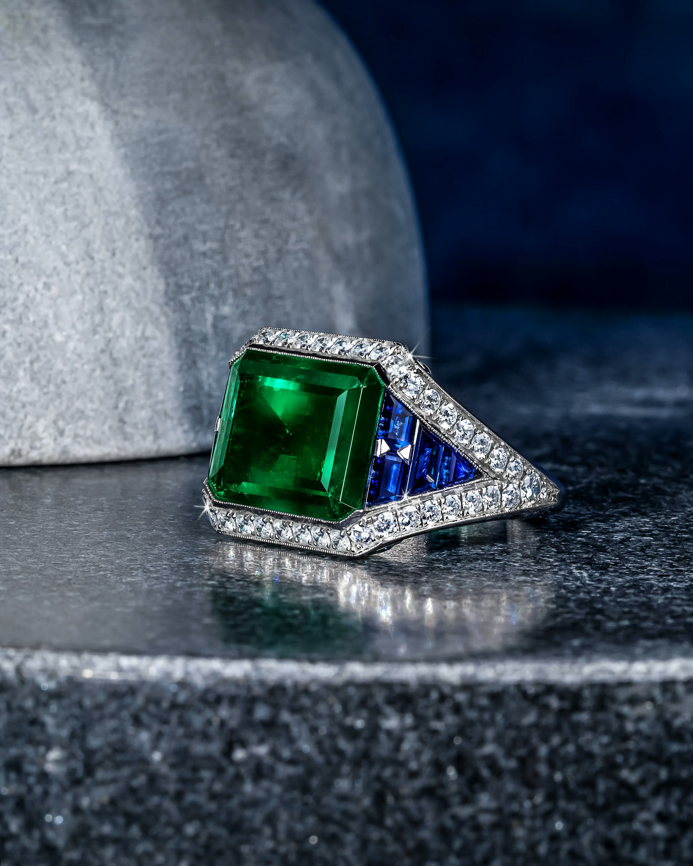 the eye of the emerald ring, laid flat on a surface.