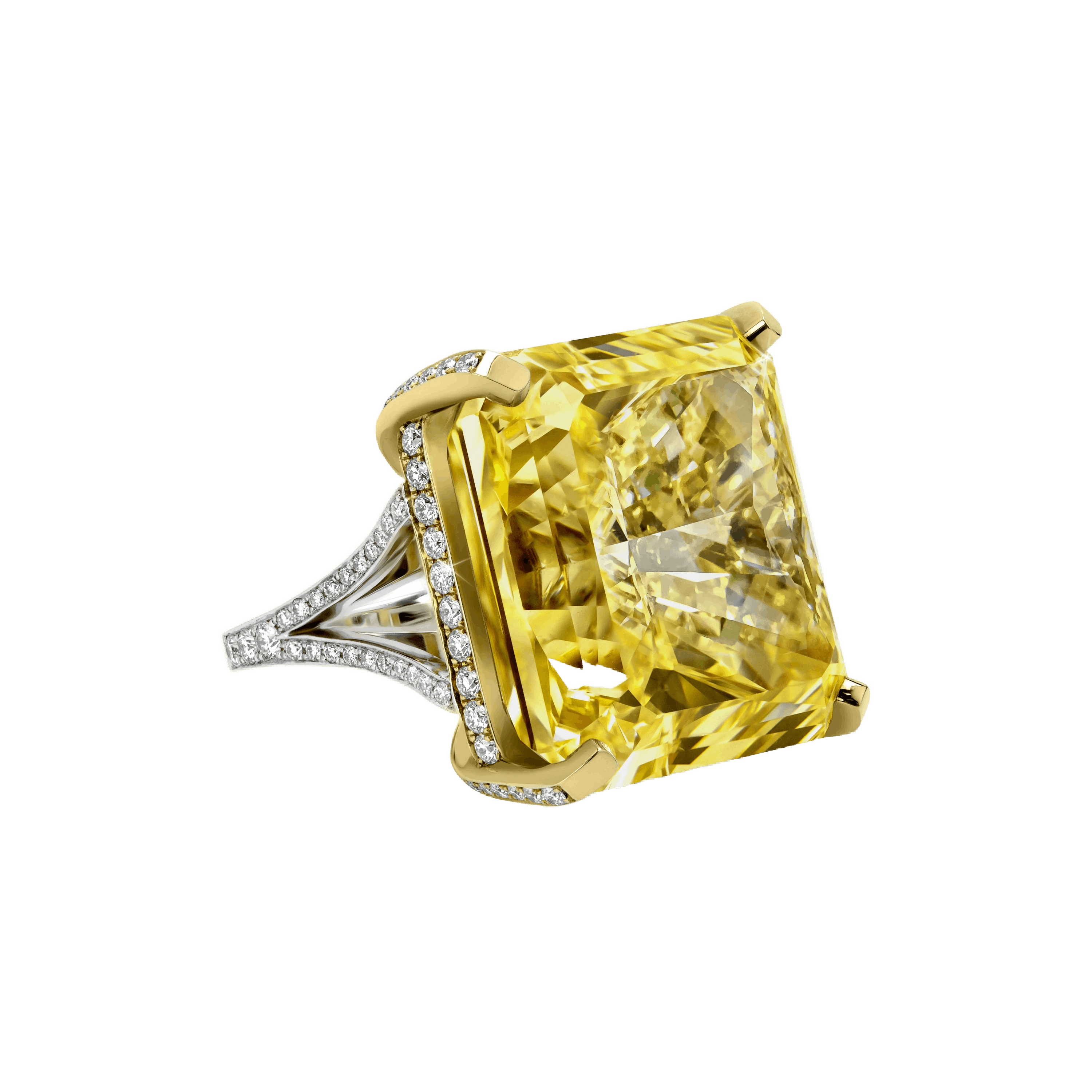 the great yellow diamond ring, angled to the right.
