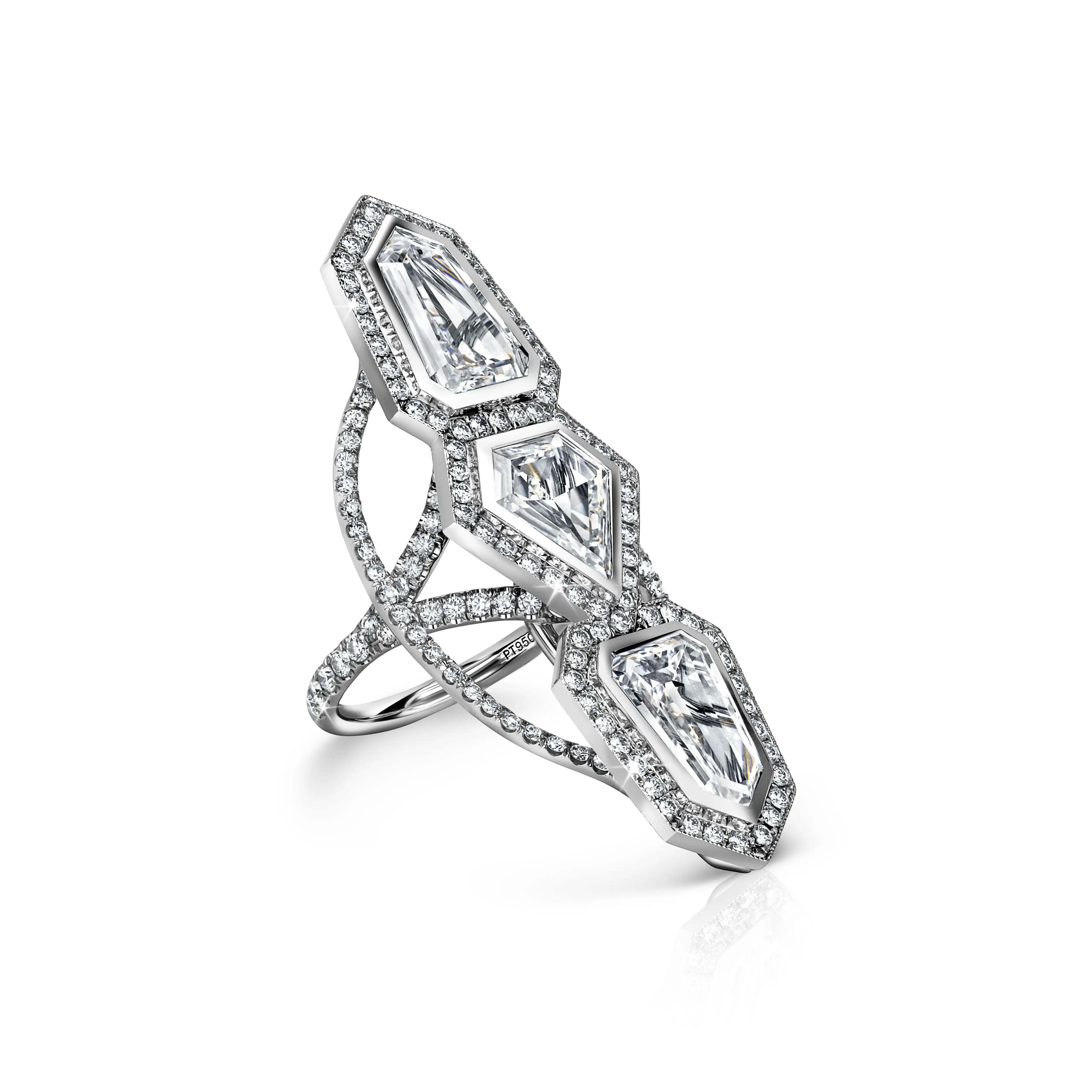 the annika white diamond ring, angled to the right.