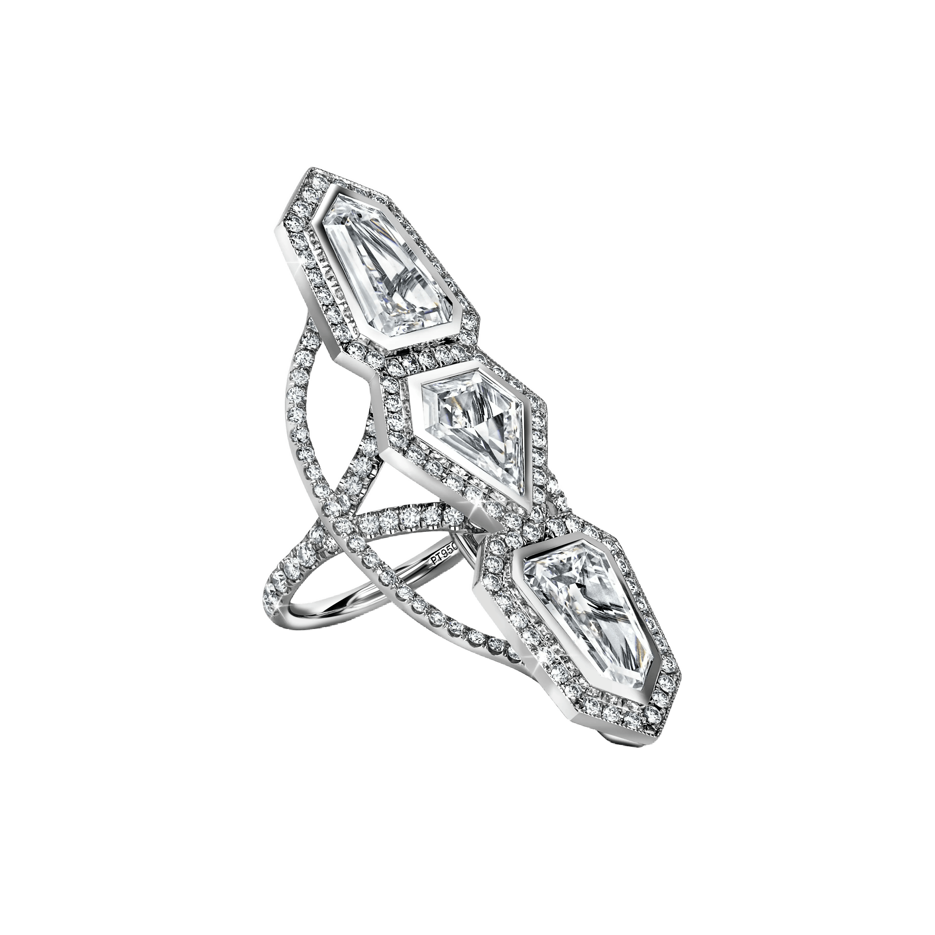 the annika white diamond ring, angled to the right.