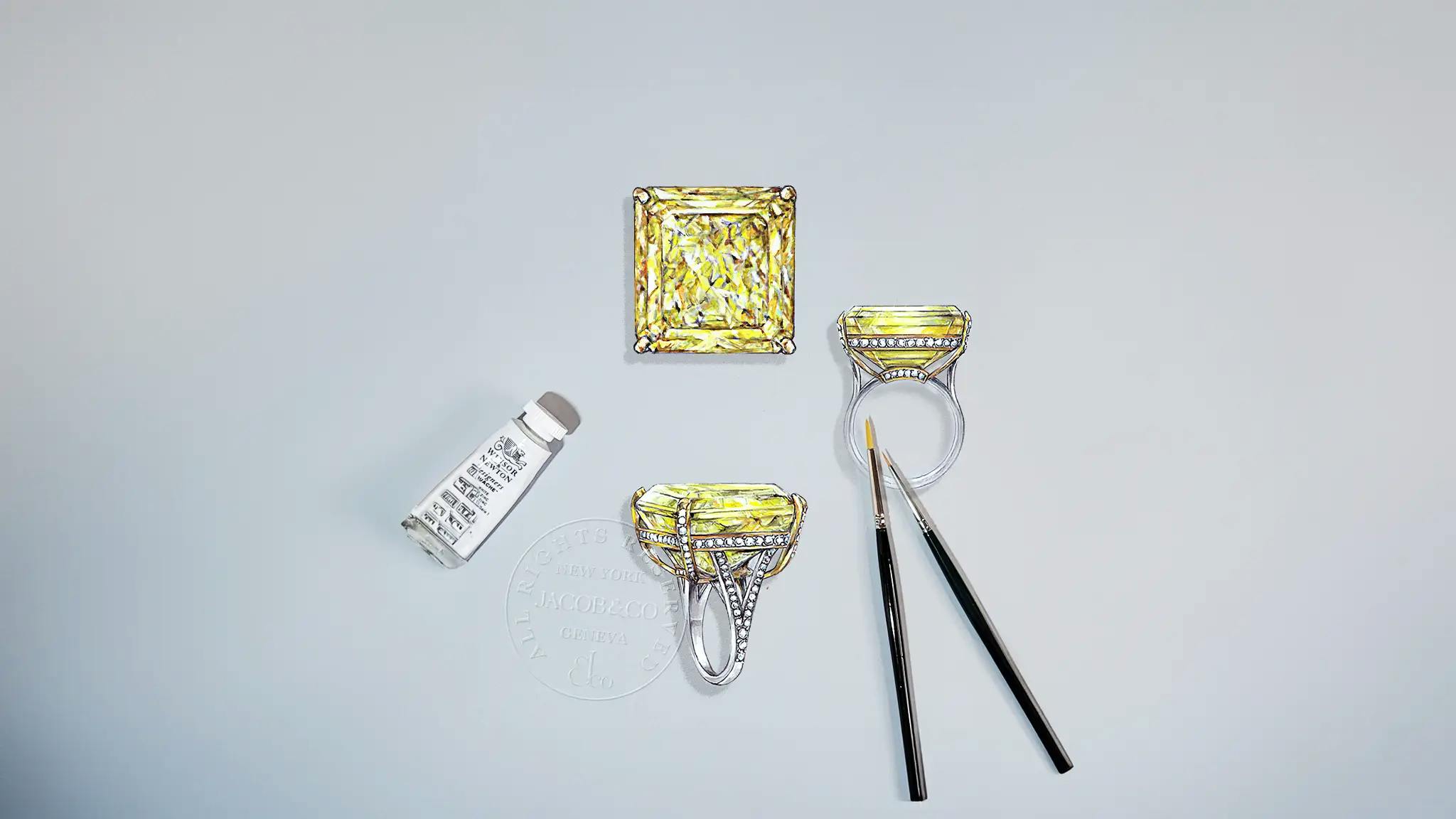 Painting of the great yellow diamond ring.