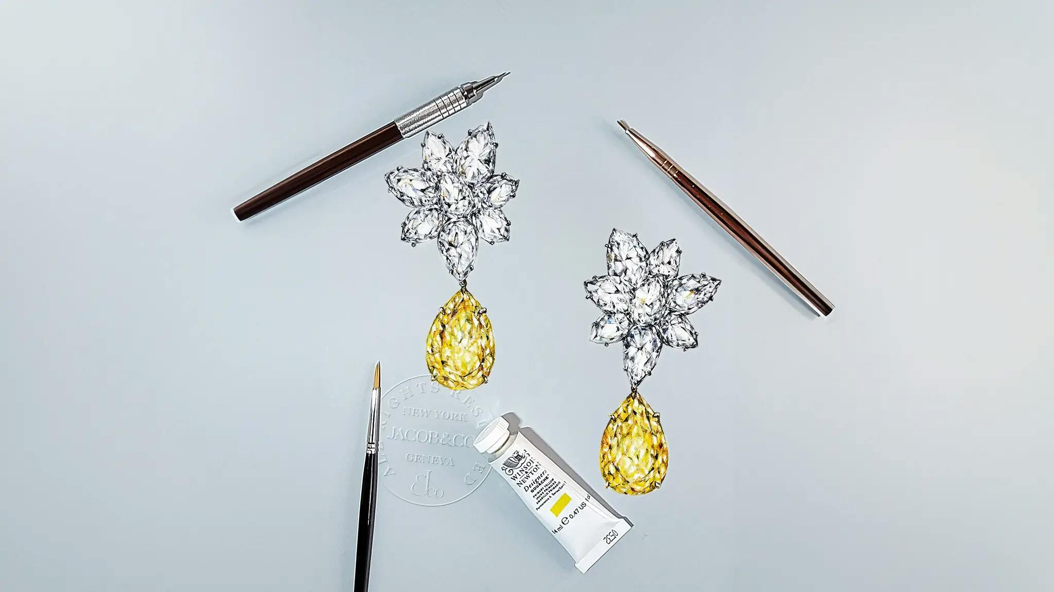 painting of the yellow garden earrings.