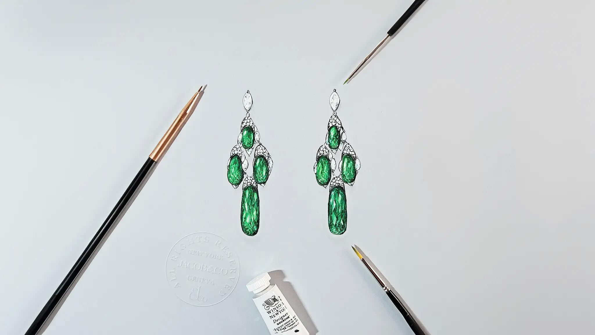 painting of the evergreen dynasty earrings.