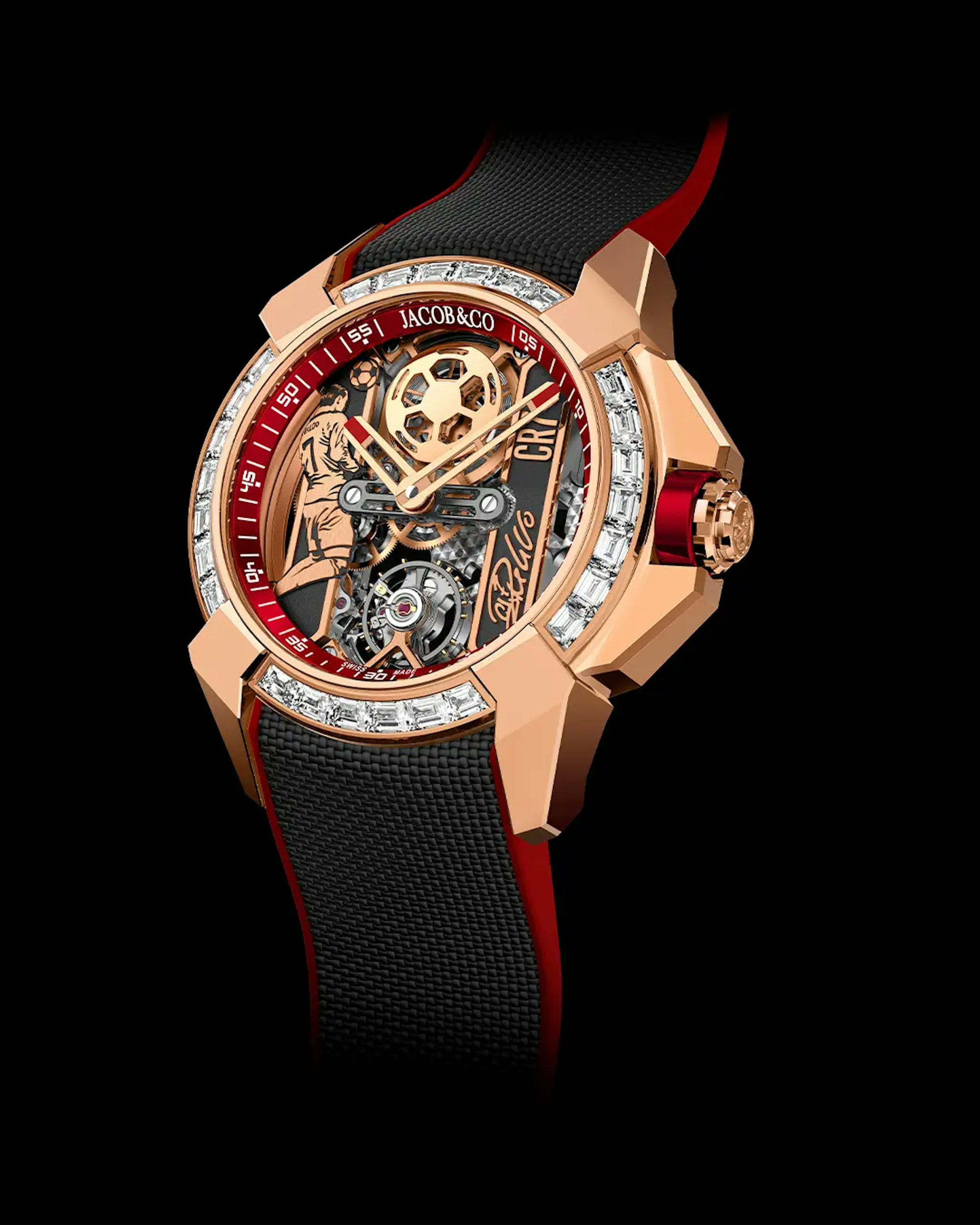 An image of a gold case watch at an angle