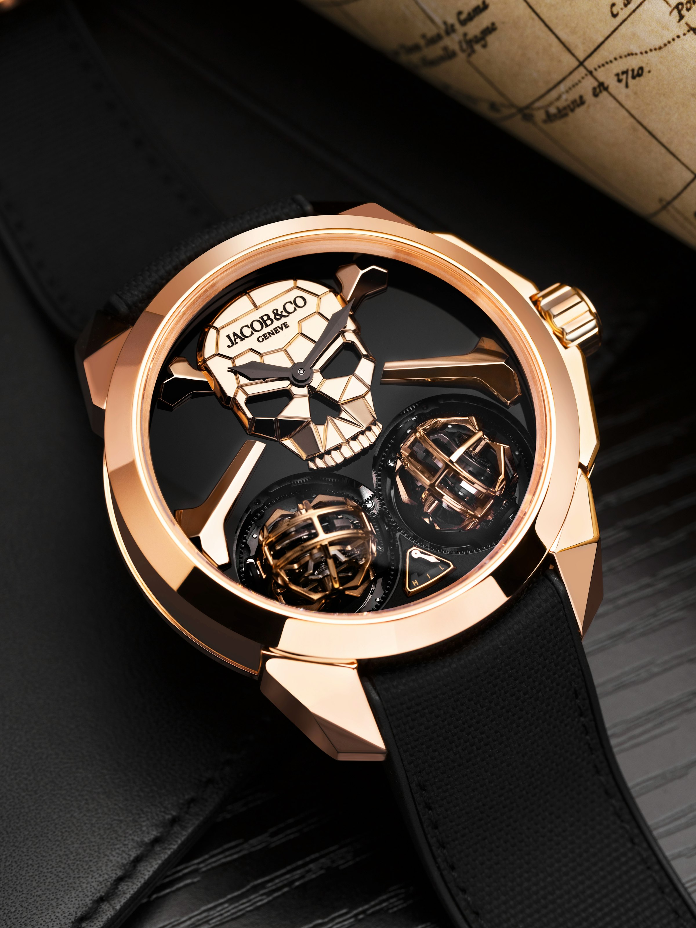 Image showing the watch face of Skull Double Tourbillon