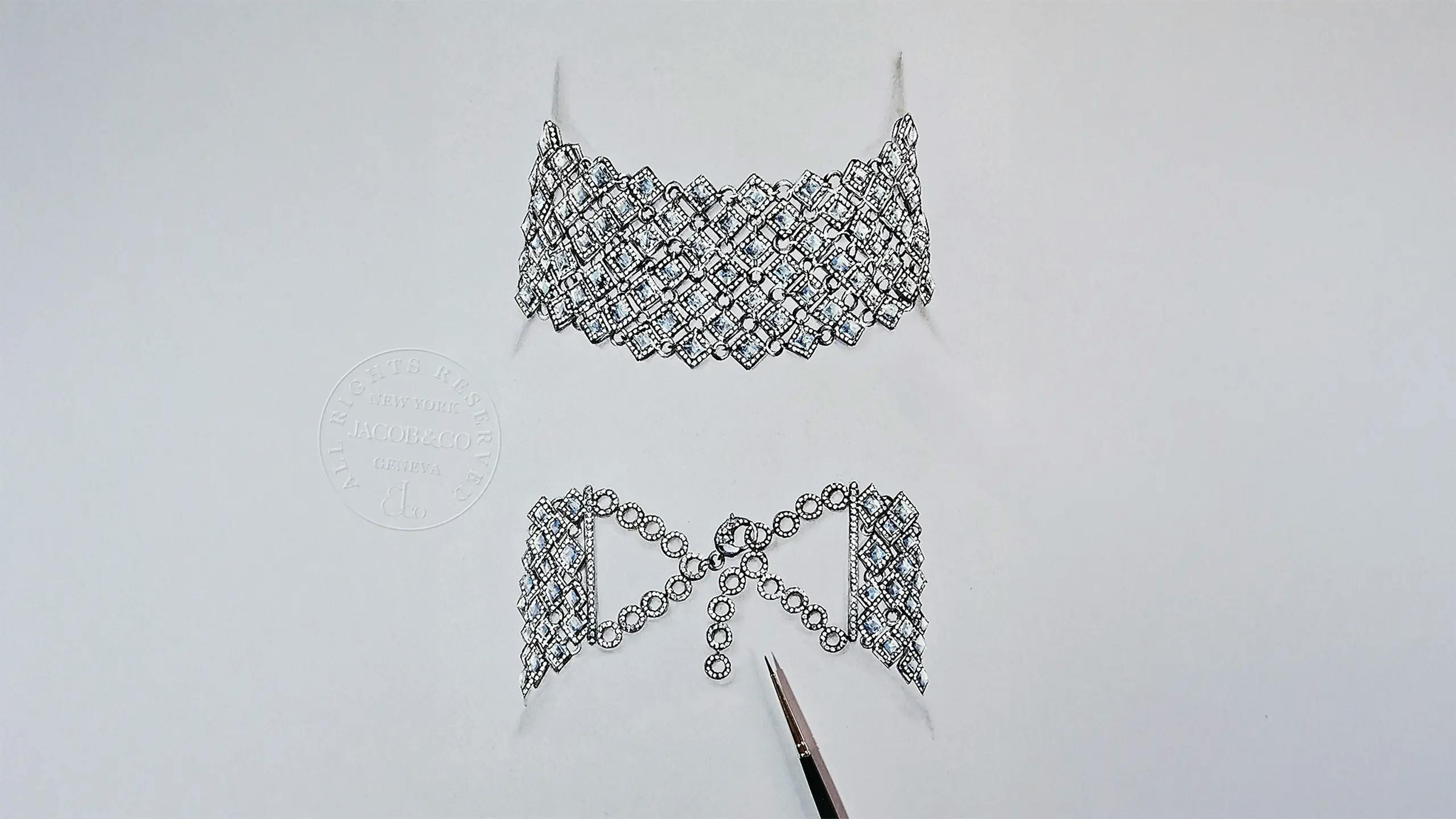 sketch of the infinia diamond necklace.
