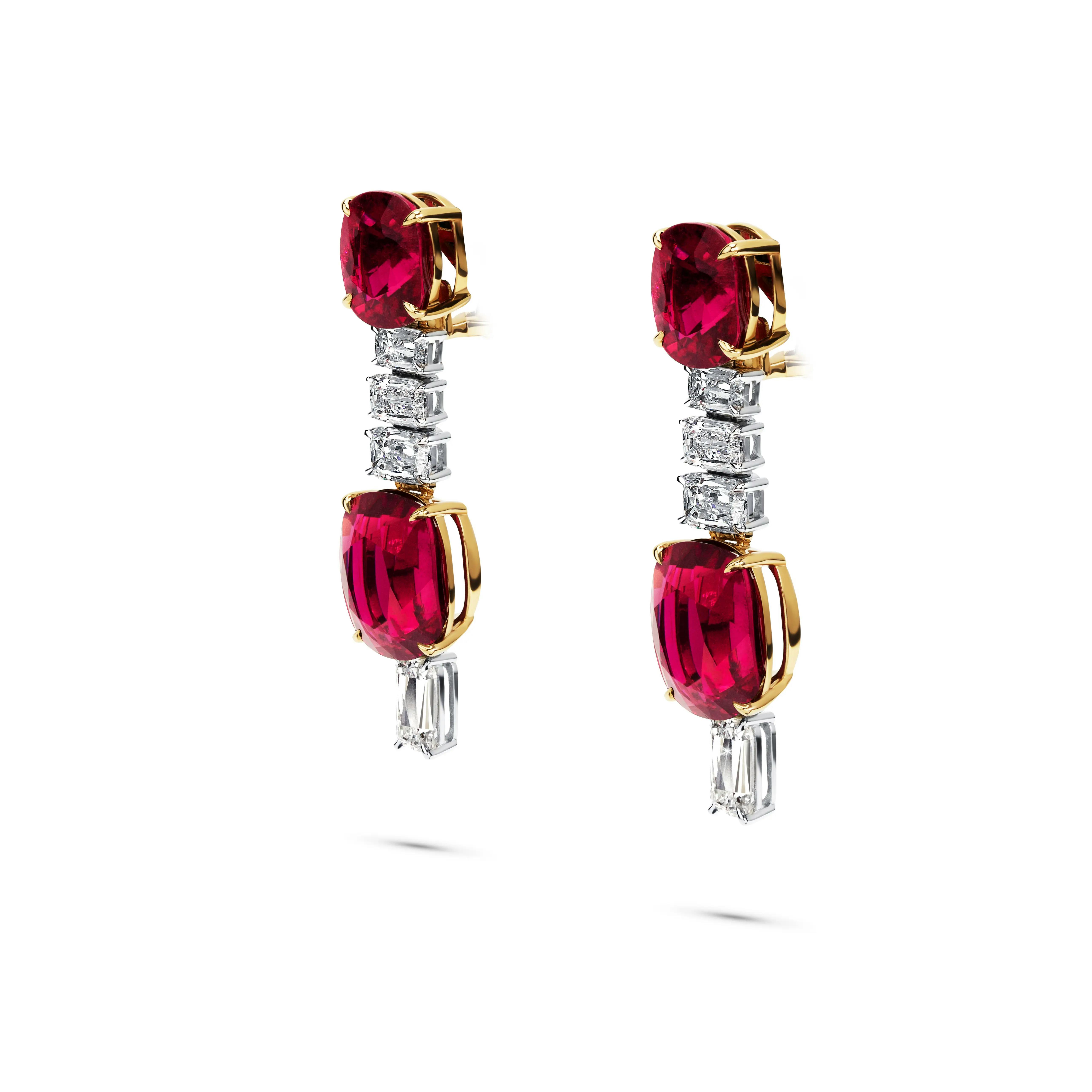 the earrings, facing to the left of the viewer.