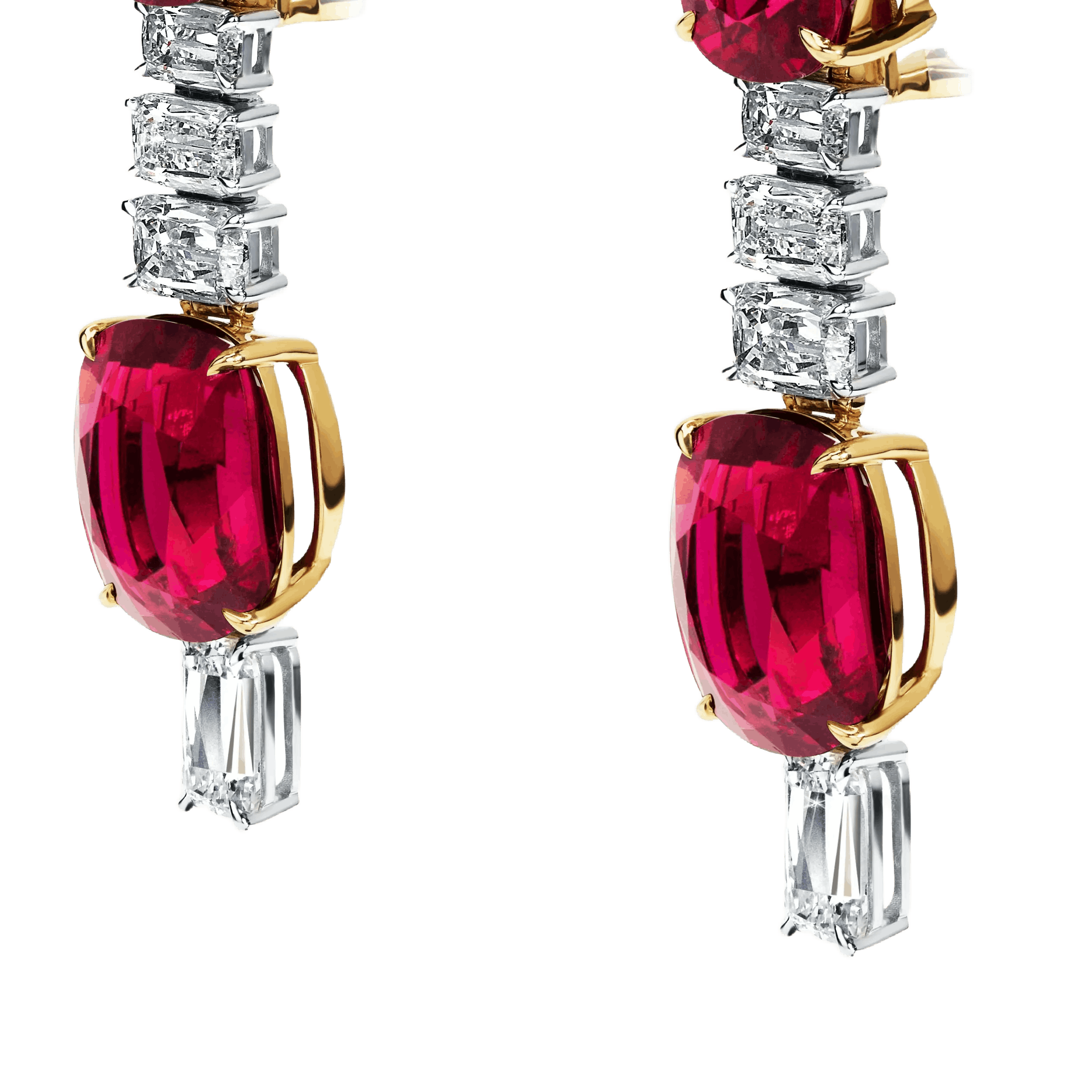 the earrings, facing to the left of the viewer, up close.