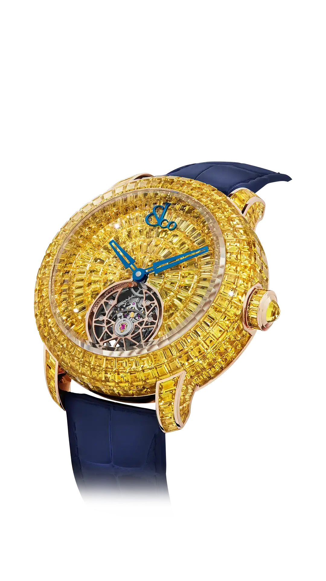 The rose gold Caviar Tourbillon, set with baguette-cut yellow sapphires.