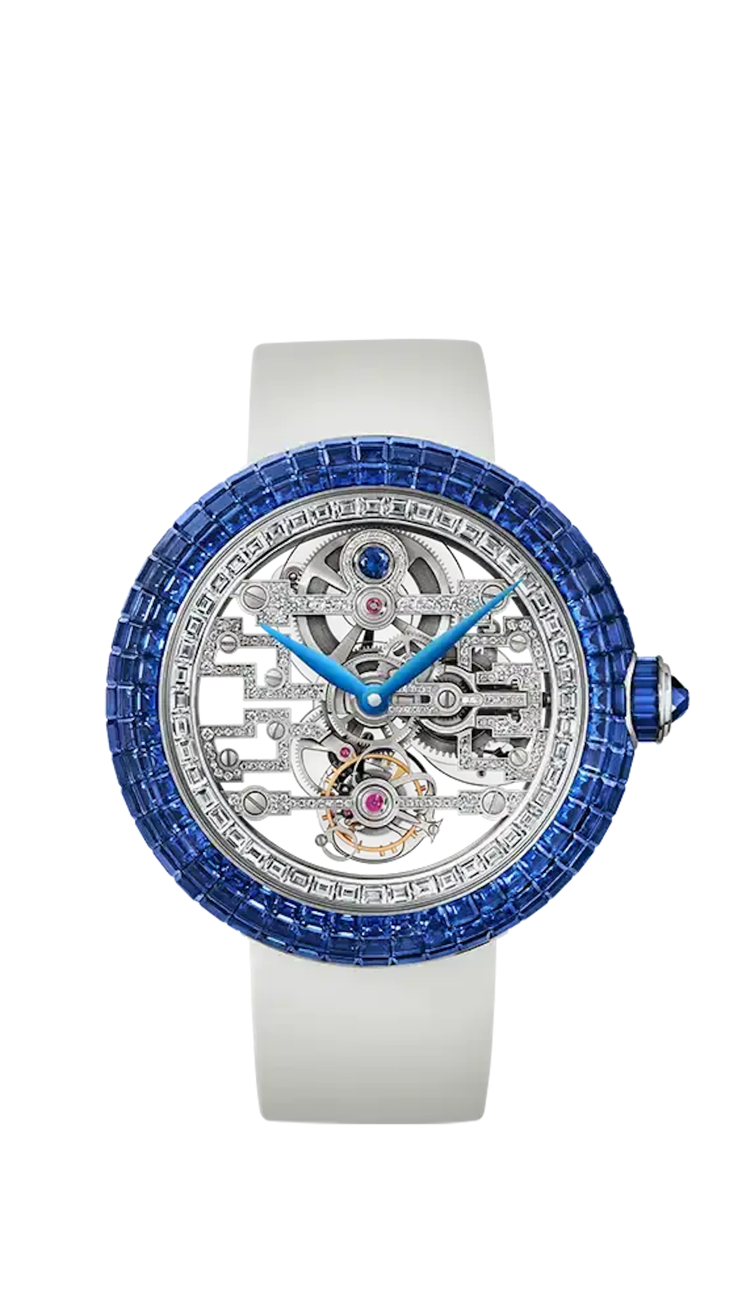 The Brilliant Art Deco in white gold and blue sapphires