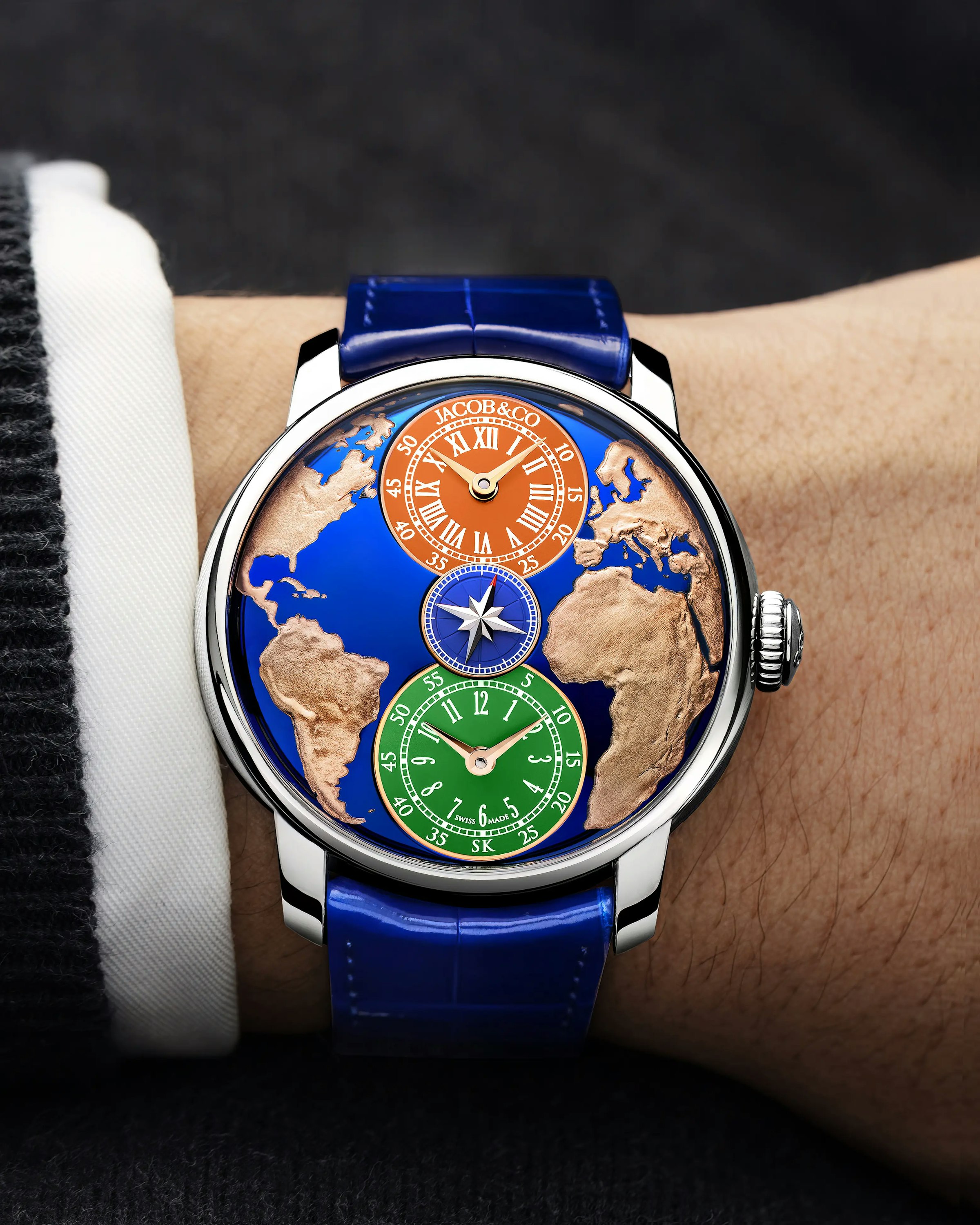 the dual time zone salman khan watch, worn on the left wrist.