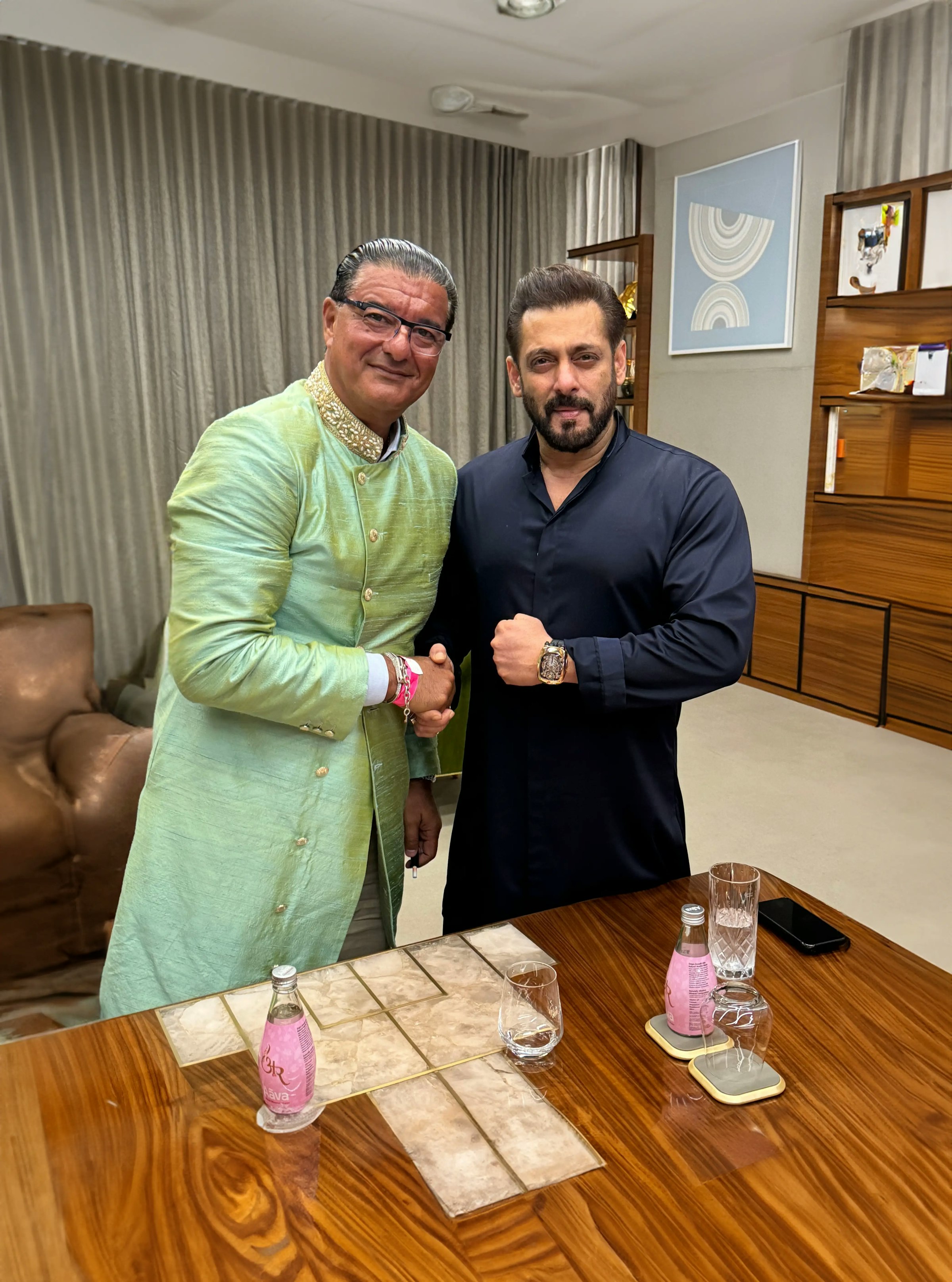 jacob arabo poses with salman khan. salman is seen wearing the bugatti chiron tourbillon watch.