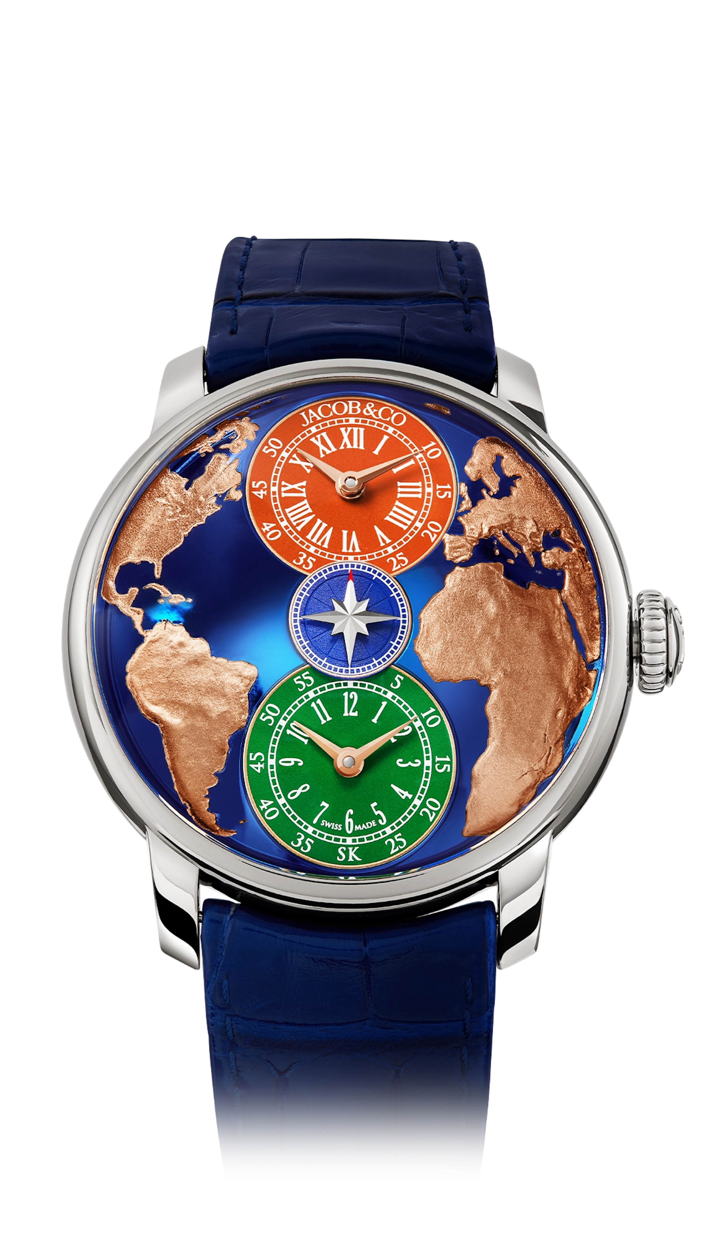 the dual time zone salman khan watch, facing the viewer.
