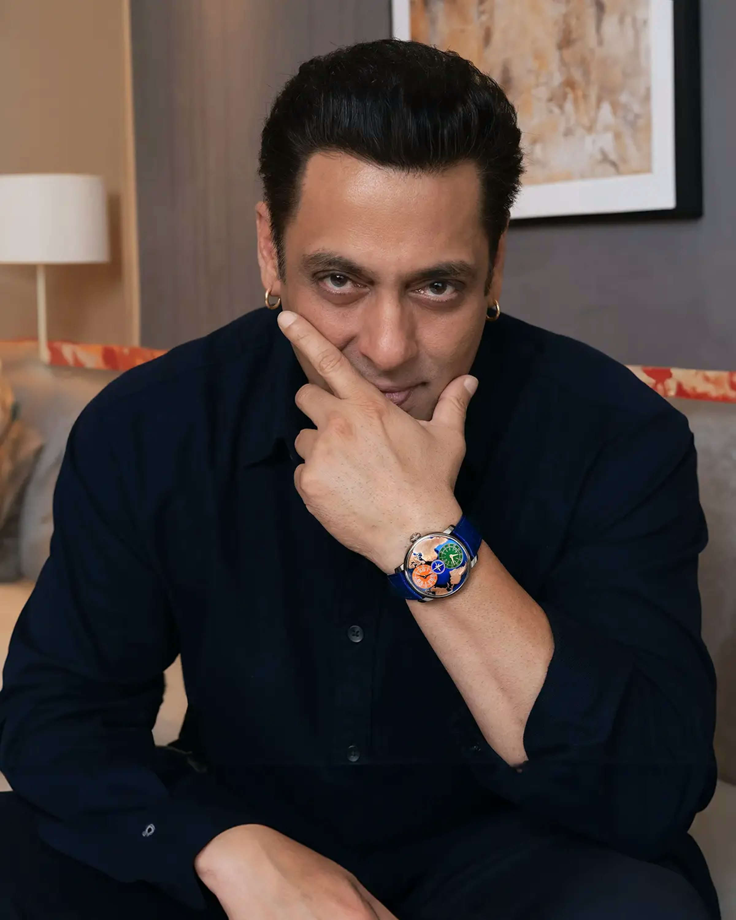 salman khan wears the dual time zone.