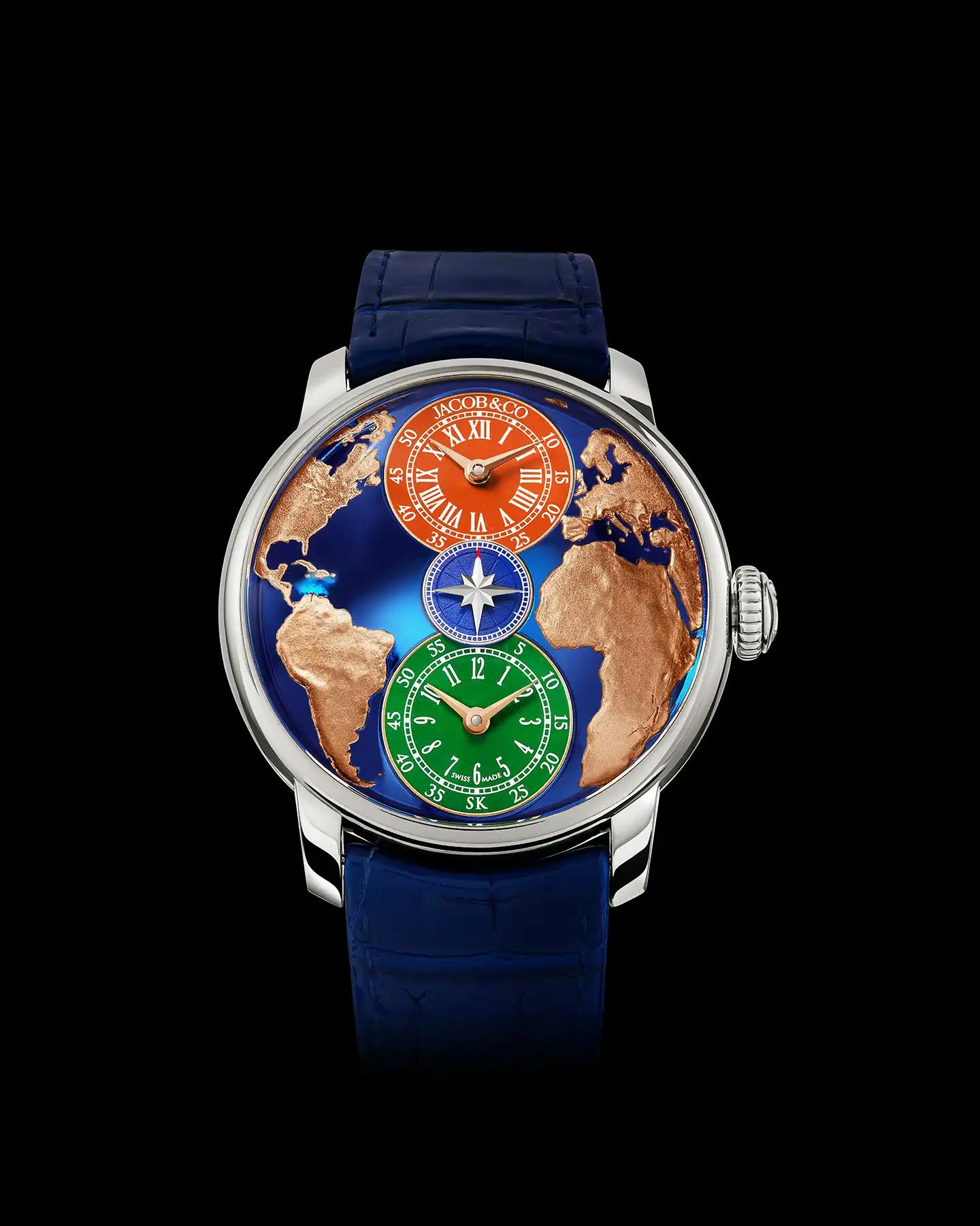 the dual time zone salman khan watch, facing the viewer.