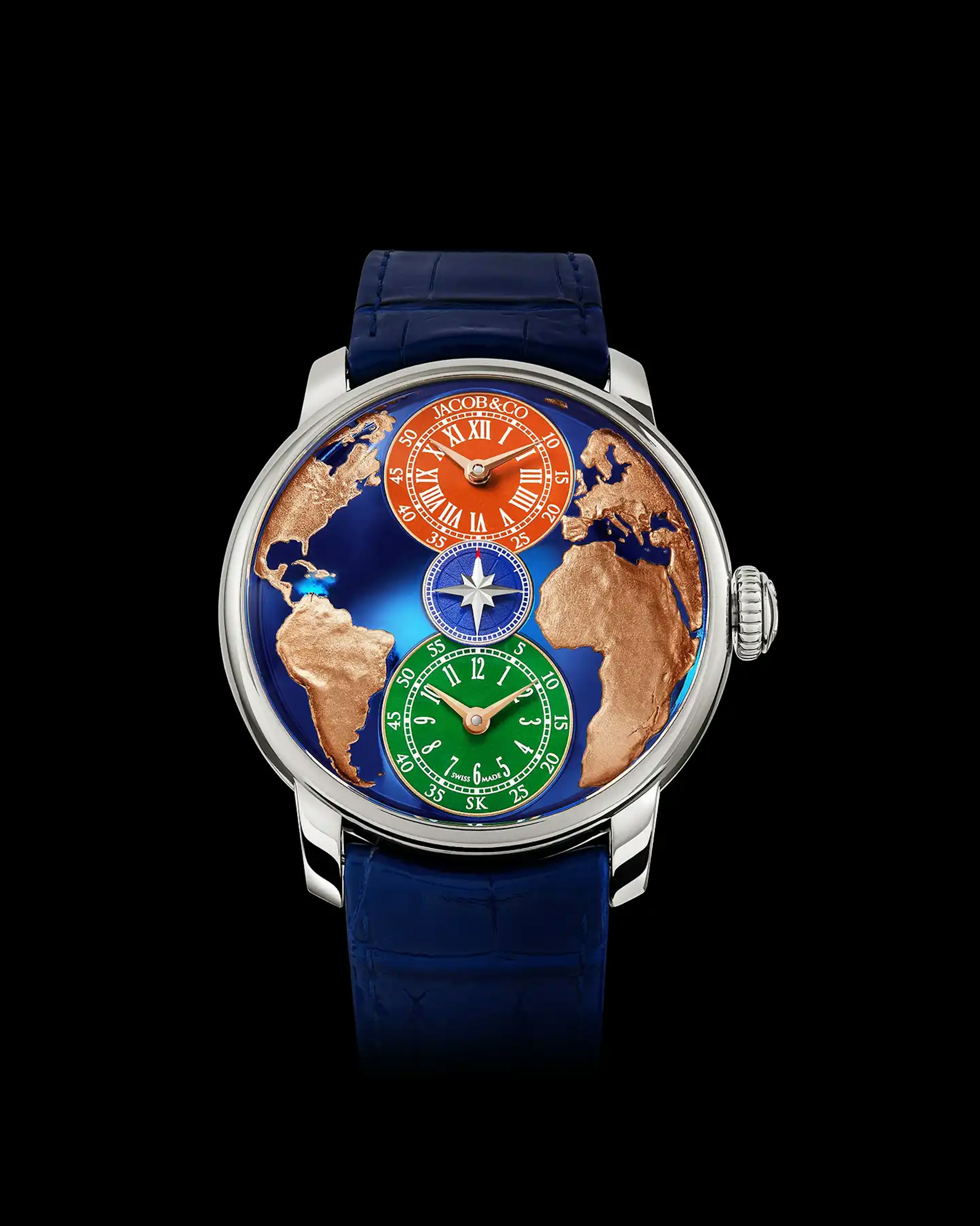 the dual time zone salman khan watch, facing the viewer.