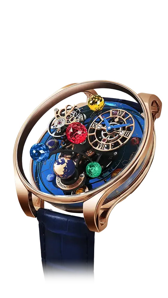 astronomia solar in rose gold, with a ruby central sphere