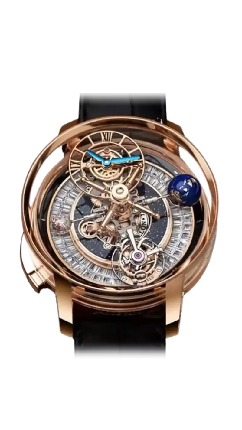 the astronomia casino in rose gold, with a white diamond-set platform base