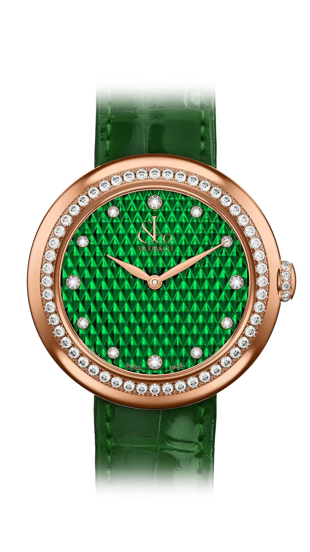 Jacob & Co Brilliant - Rose Gold with Green Pyramid Dial