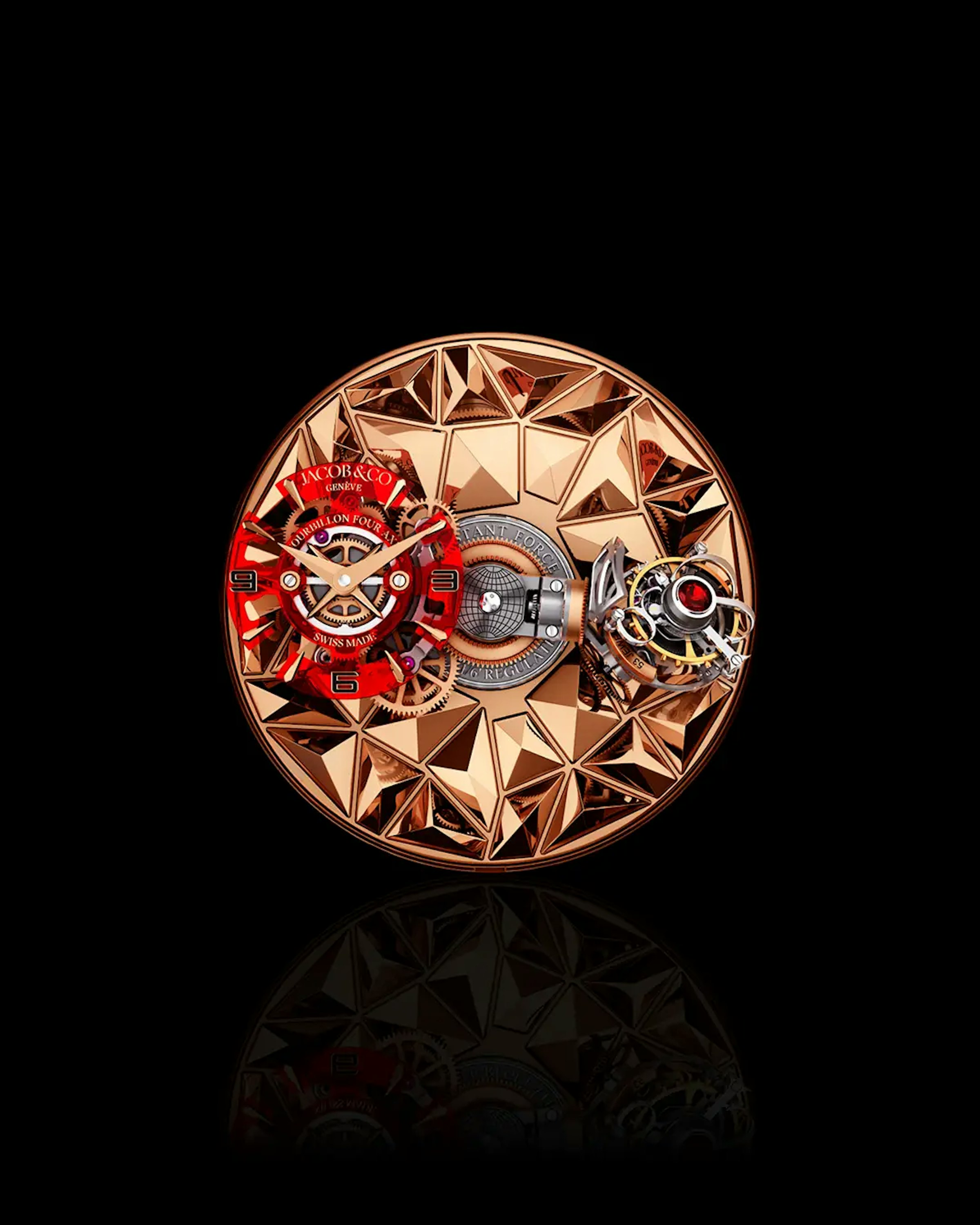 the front movement of the astronomia four-axis tourbillon
