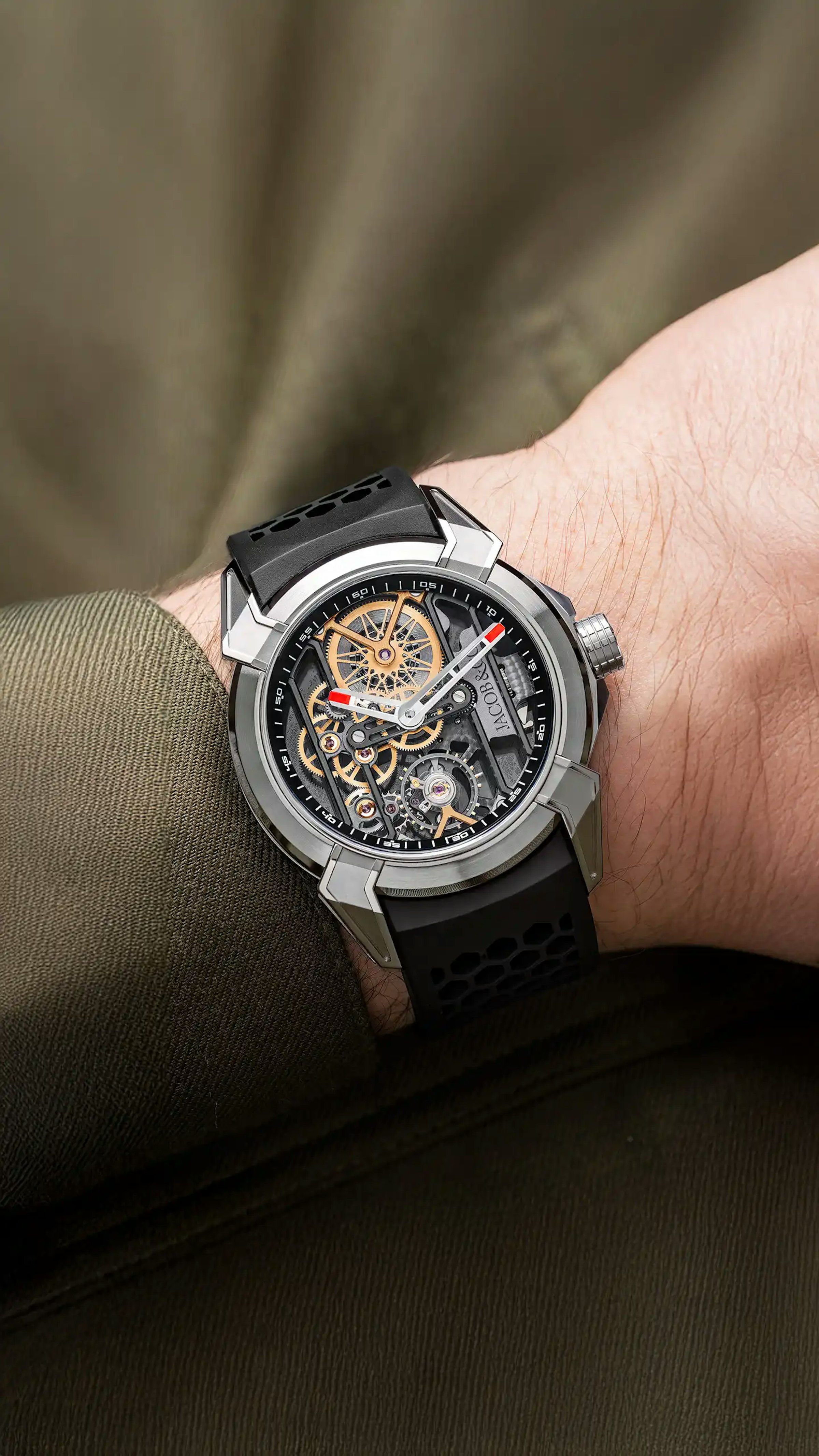 the black epic x skeleton, worn on the left wrist