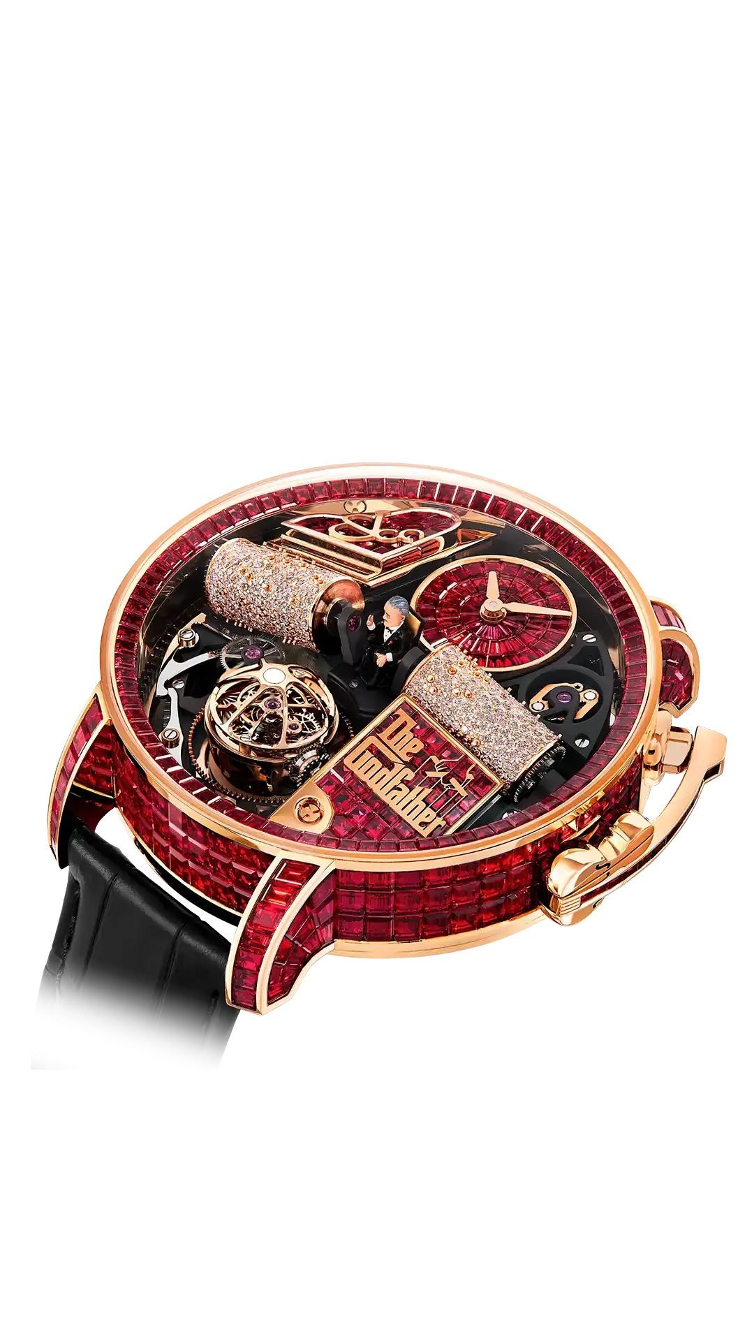 Jacob & Co Opera Godfather Baguette - Rose Gold Baguette with Red Sapphires