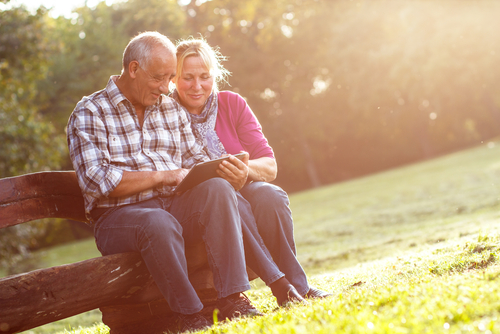 Elderly couple researching Cataracts