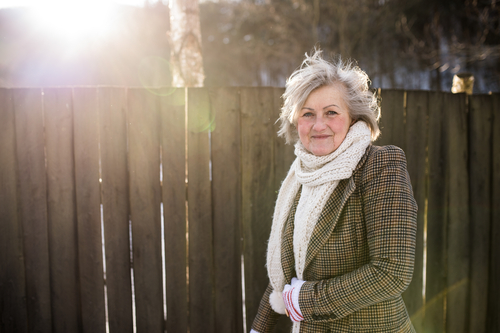 Woman with cataracts smiling