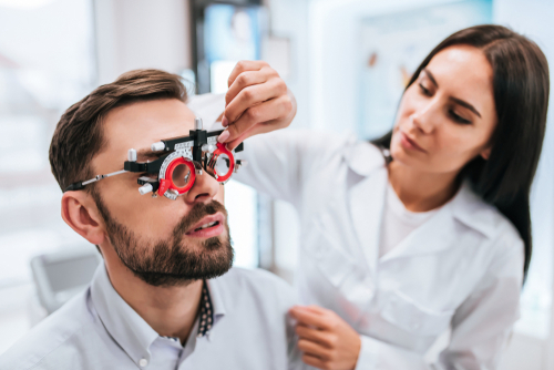 Eye Doctor giving a patient an eye exam