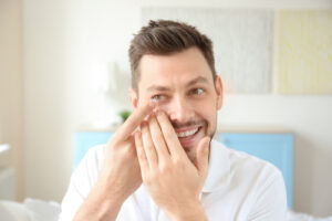 Man using contact lenses before LASIK