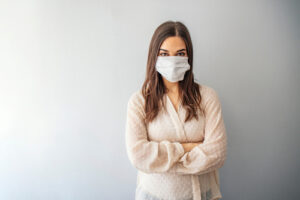 Woman wearing a mask before LASIK Eye Surgery