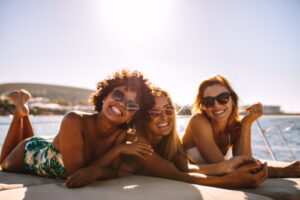 three people out on a boat