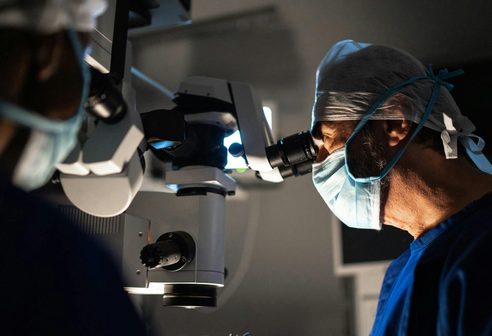 ophthalmologist using eye equipment