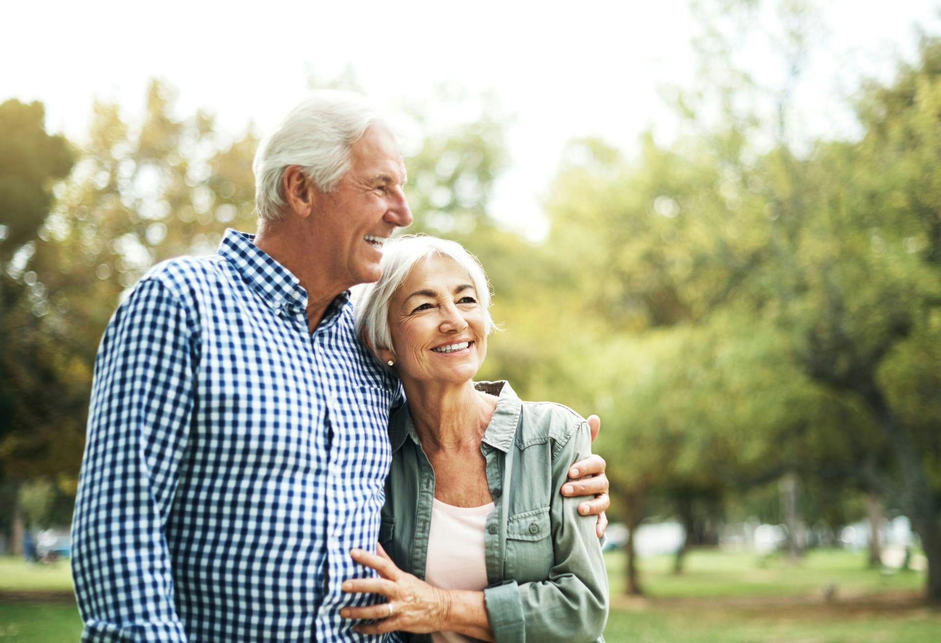 older couple hugging