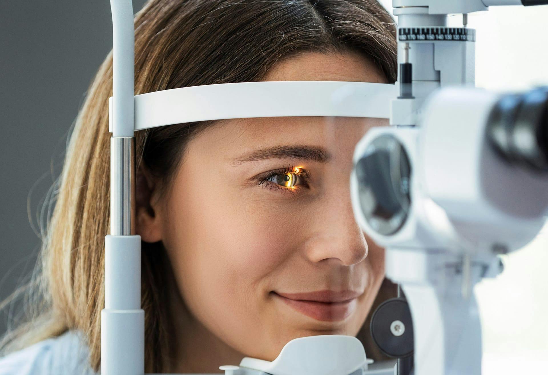 Female patient getting an eye exam